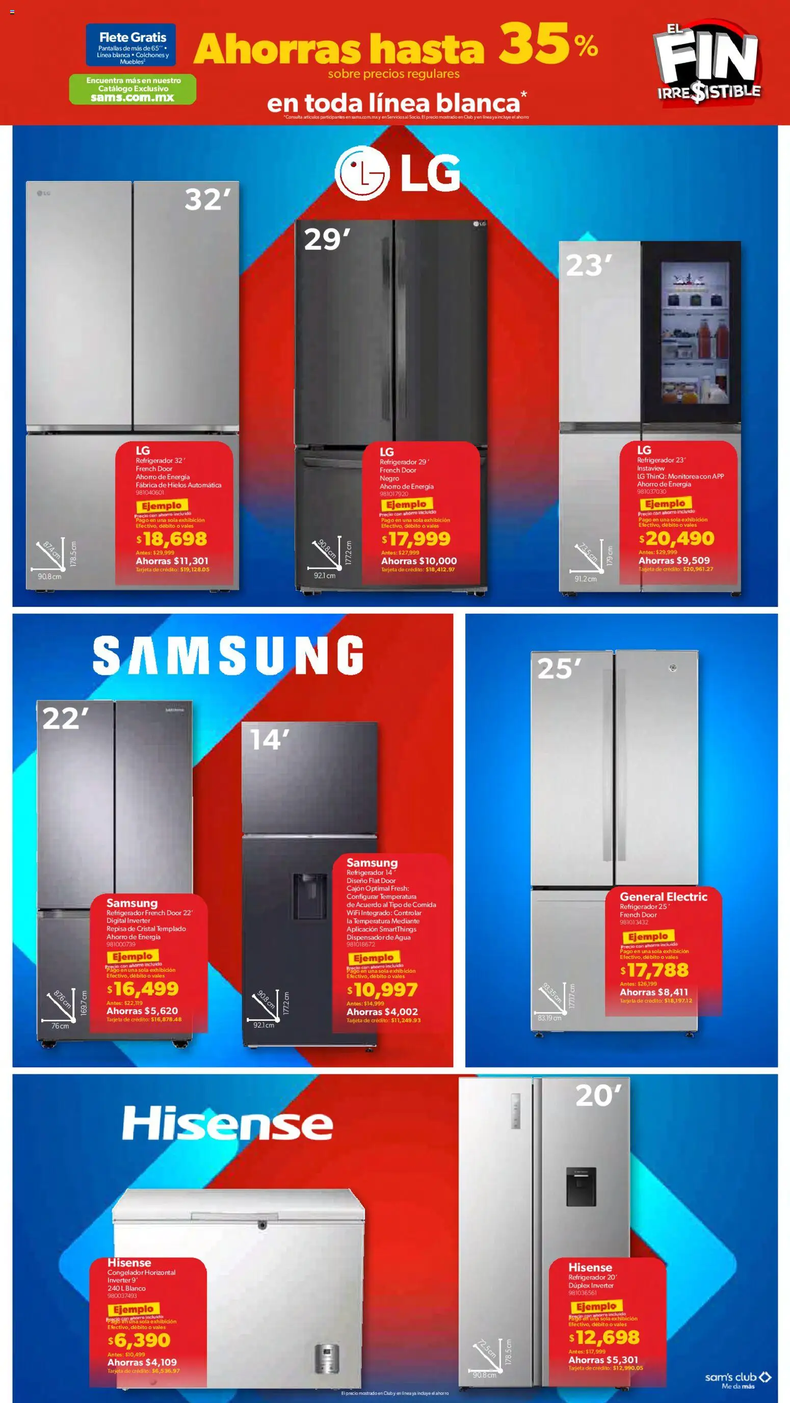 Nuevas ofertas de Sam's Club válidas en toda la República Mexicana desde el 13.11.2025. ¡Encuentra las mejores ofertas en Sam's Club Buen Fin ! | Página: 15 | Productos: Refrigerador, Repisa, Pantallas, Agua