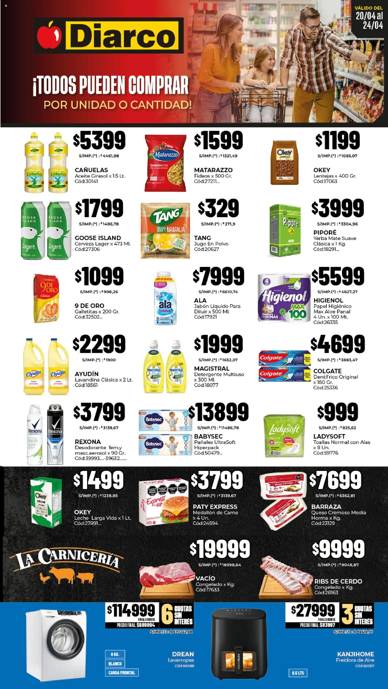 Diarco ofertas │ válido desde el 20.04.2026 | Página: 1 | Productos: Lavandina, Freidora, Aceite, Cerveza