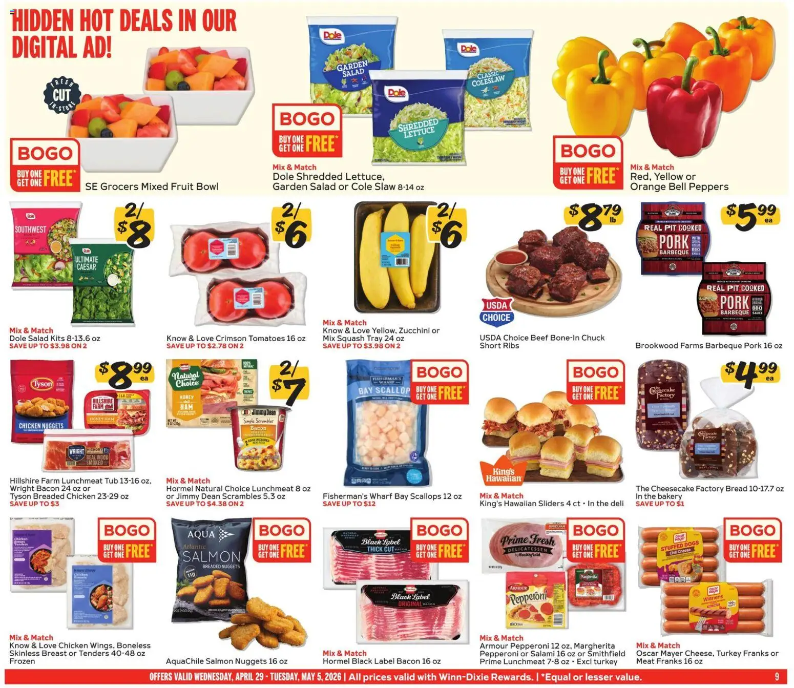 Winn Dixie Weekly Ad - valid from 29.04.2026 | Page: 9 | Products: Peppers, Squash, Ham, Tomatoes