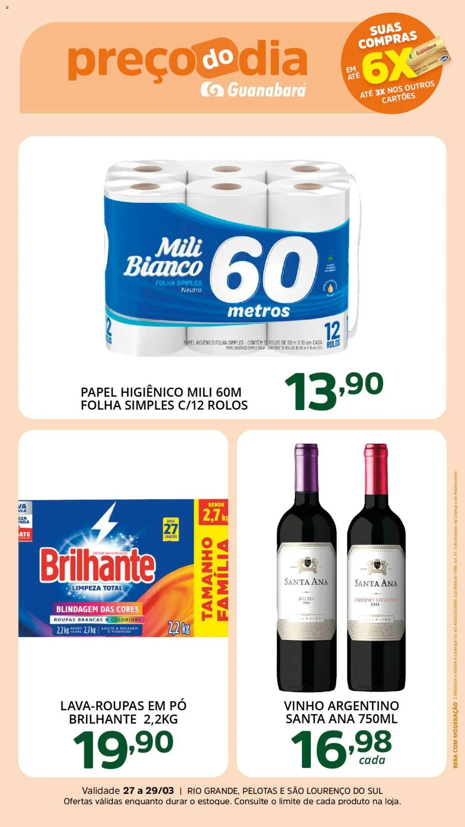 Supermercado Guanabara Folheto - válido de 27.03.2026 | Página: 5 | Produtos: Pó, Vinho, Roupas, Papel higiênico