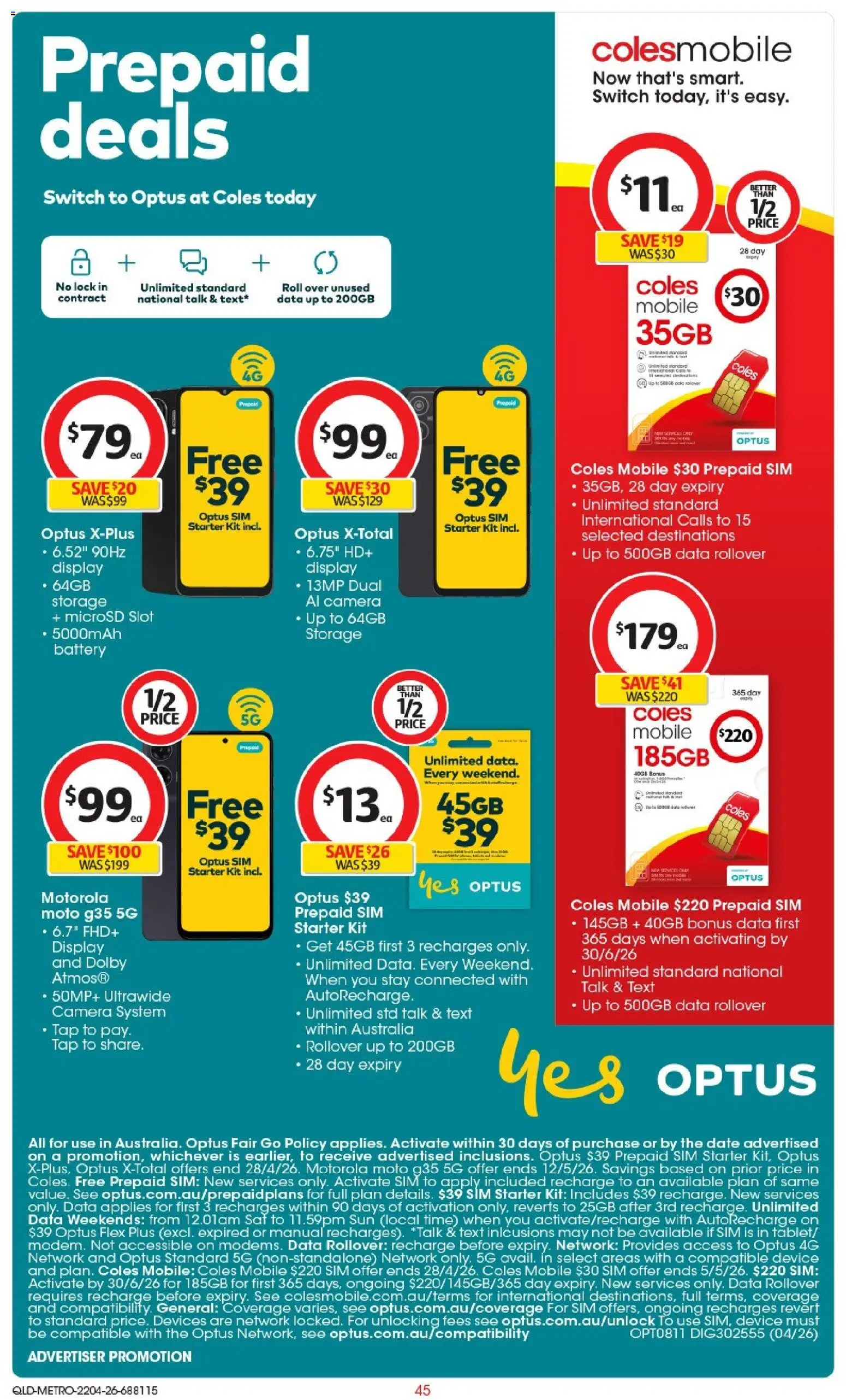 Coles catalogue - valid from 22.04.2026 | Page: 45 | Products: Battery, Tap, Device, Camera