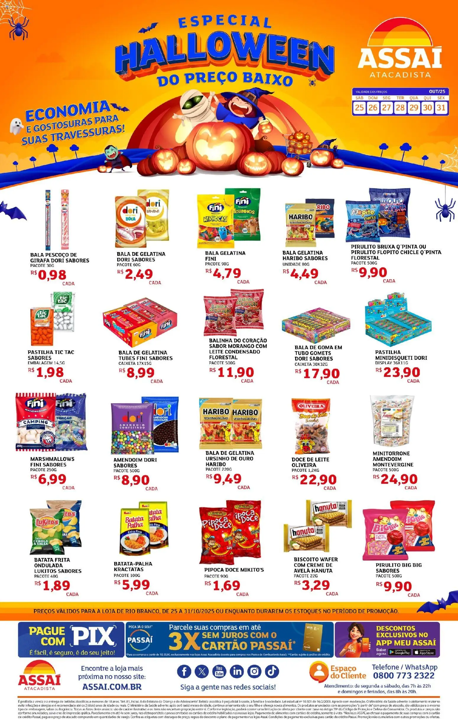 Assaí Atacadista Folheto - válido de 25.10.2025 | Página: 1 | Produtos: Cebola, Leite, Bebida, Telefone