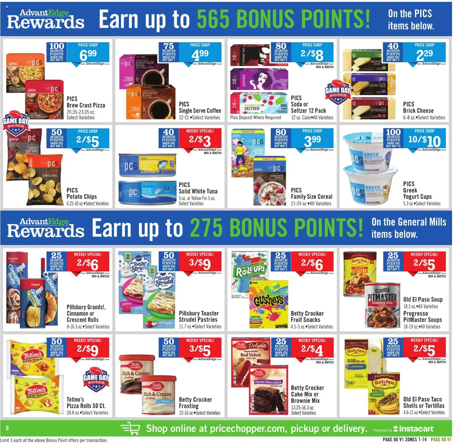 Price Chopper Weekly Ad - valid from 11.01.2026 | Page: 6 | Products: Toaster, Cheese, Yogurt, Pizza