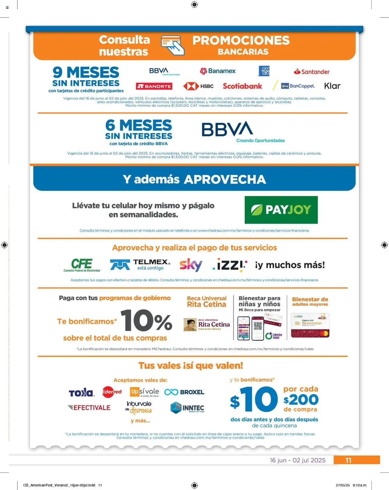 Nuevas ofertas de Chedraui válidas en toda la República Mexicana desde el 16.06.2025. ¡Encuentra las mejores ofertas en Chedraui folleto! | Página: 11 | Productos: Banco, Té, Smartphone, Sobre