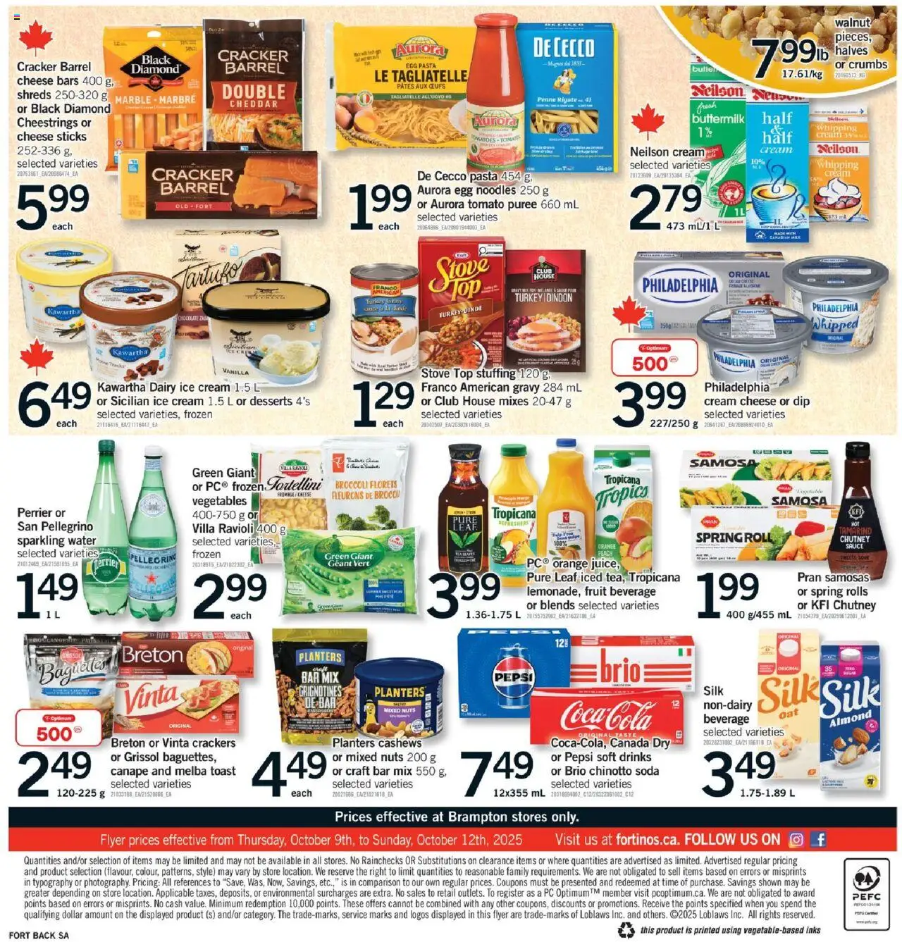 Fortinos flyer valid from 09.10.2025 | Page: 2 | Products: Noodles, Cream, Butter, Tomatoes
