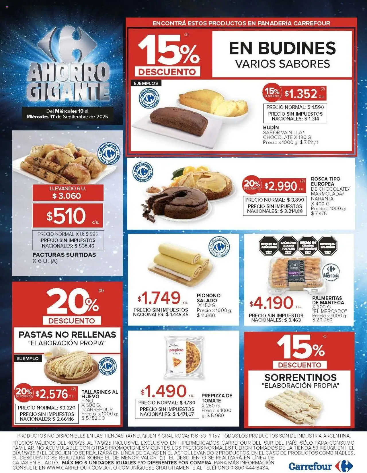 Carrefour ofertas - Chubut │ válido desde el 10.09.2025 | Página: 16 | Productos: Panadería, Budín, Huevo, Manteca