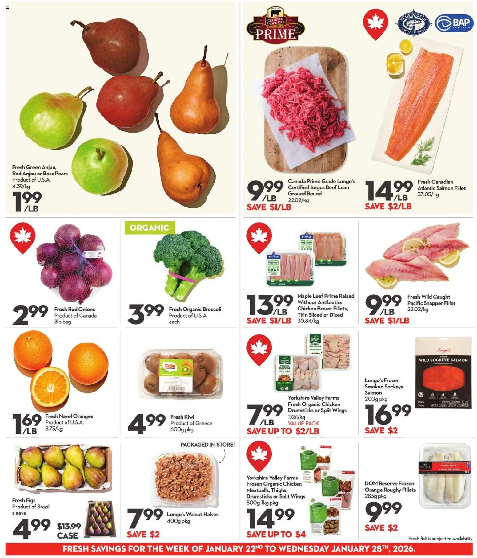 Longo's flyer valid from 22.01.2026 | Page: 5 | Products: Fish, Beef, Case, Bag