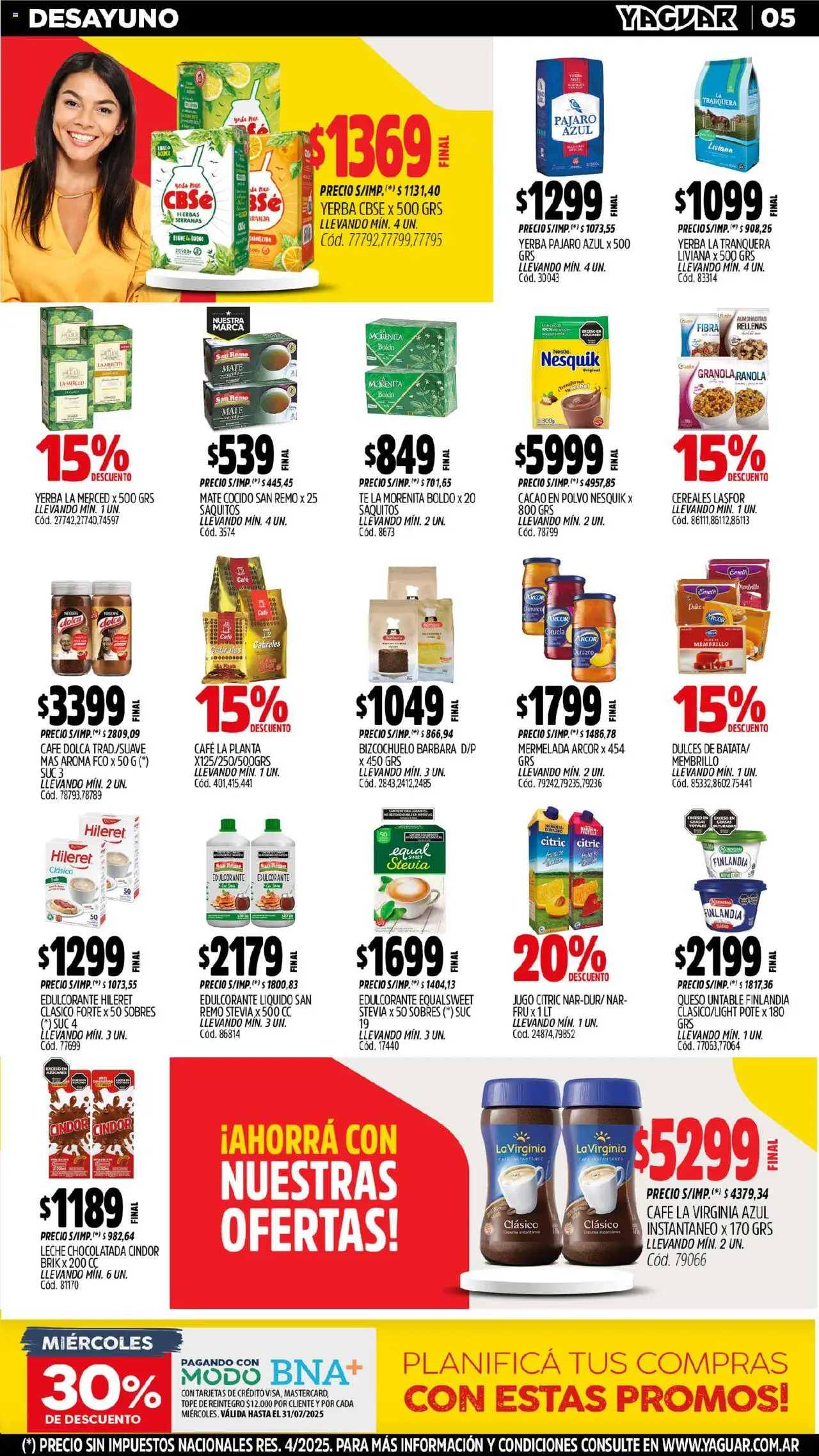 Yaguar - Parque Chacabuco │ válido desde el 28.07.2025 | Página: 5 | Productos: Durazno, Queso, Mate cocido, Planta