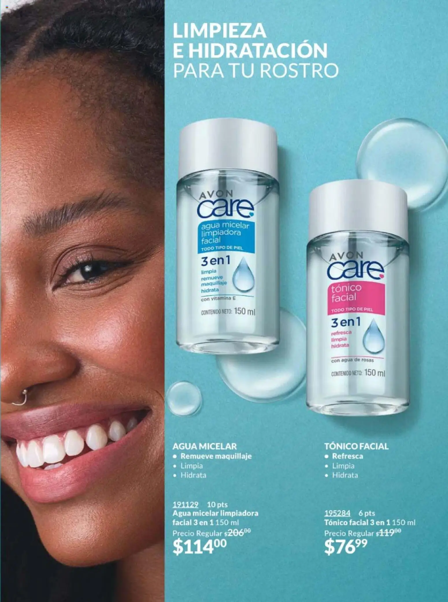 Nuevas ofertas de AVON válidas en toda la República Mexicana desde el 13.03.2026. ¡Encuentra las mejores ofertas en AVON campaña 5 2026! | Página: 151 | Productos: Agua, Toner, Maquillaje, Agua micelar