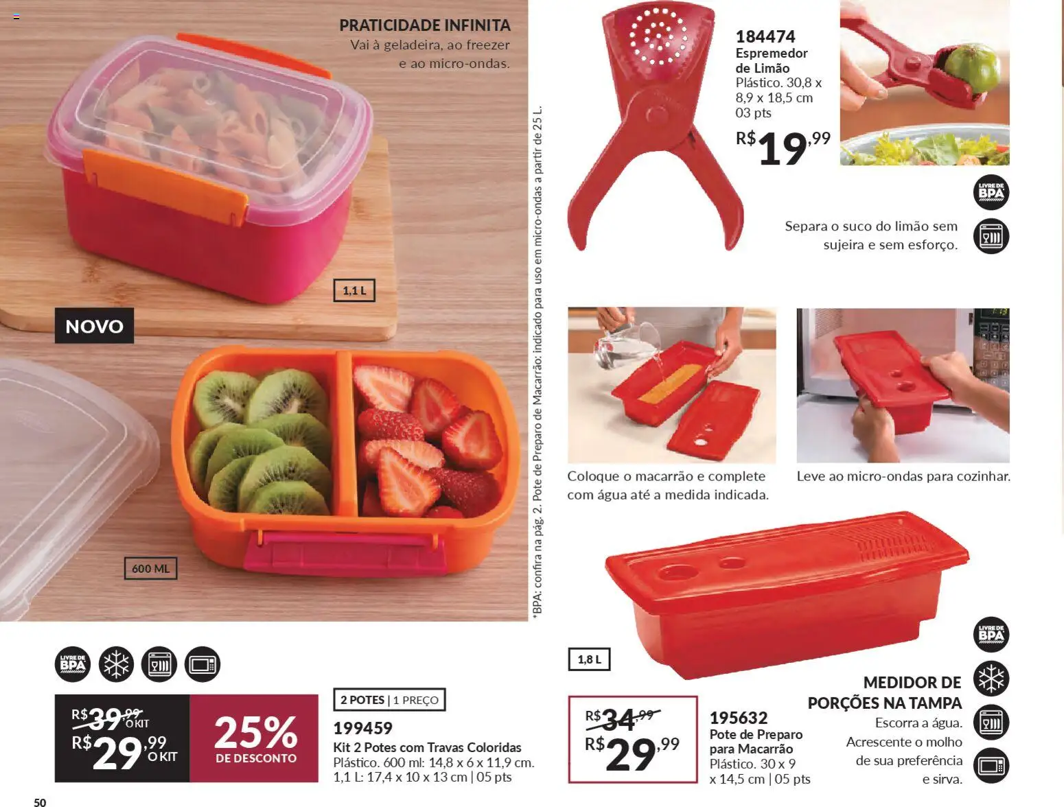 Avon Folheto - válido de 19.12.2025 | Página: 50 | Produtos: Freezer, Suco, Macarrão, Potes