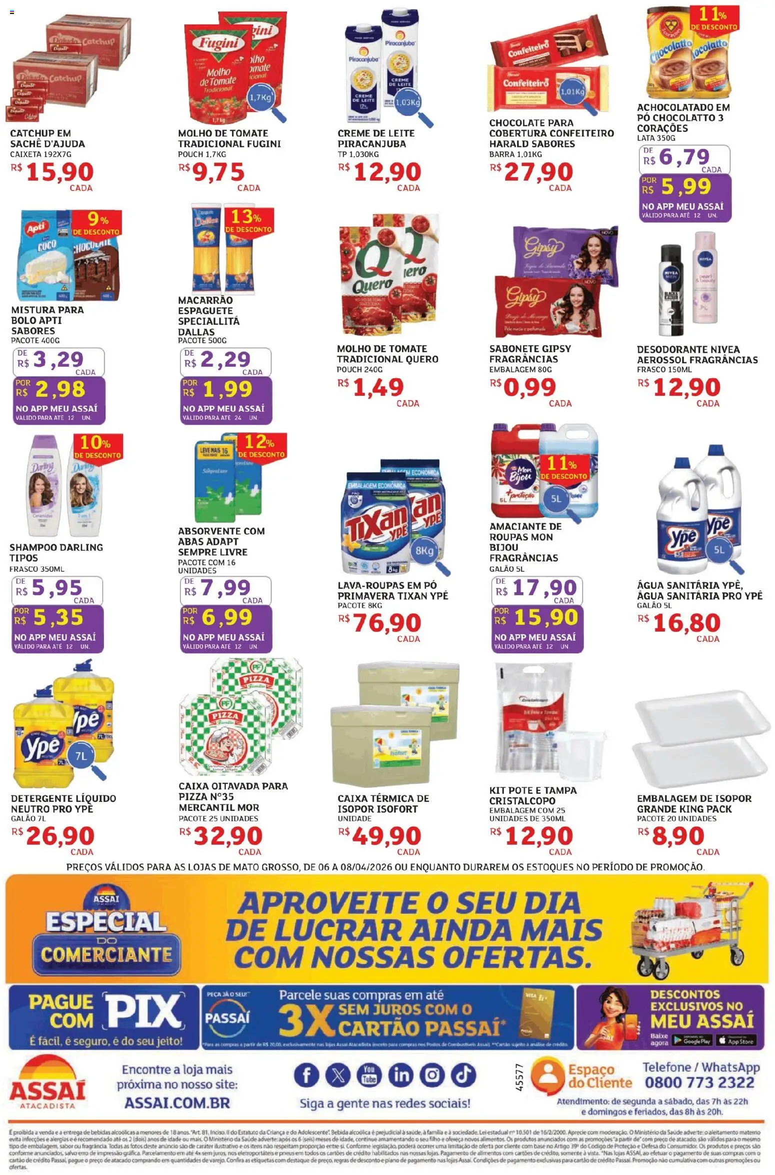 Assaí Atacadista Folheto - válido de 06.04.2026 | Página: 2 | Produtos: Espaguete, Alho, Desodorante, Roupas