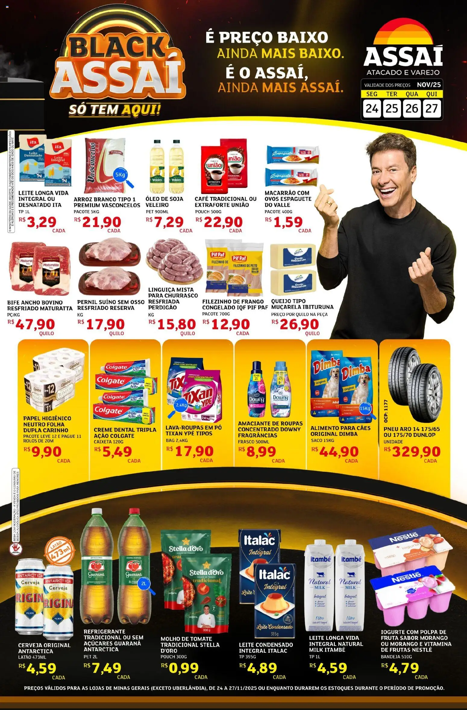 Assaí Atacadista Folheto - válido de 24.11.2025 | Página: 1 | Produtos: Queijo, Ovos, Café, Bebida