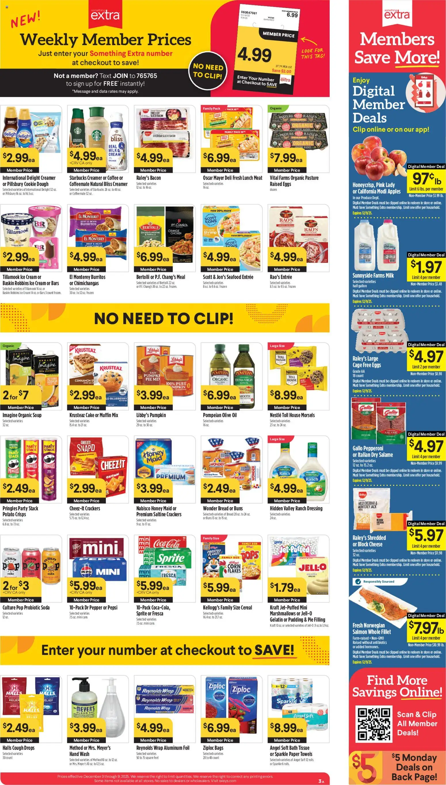 Raley's Weekly Ad - valid from 03.12.2025 | Page: 3 | Products: Corn, Clip, Bath, Seafood