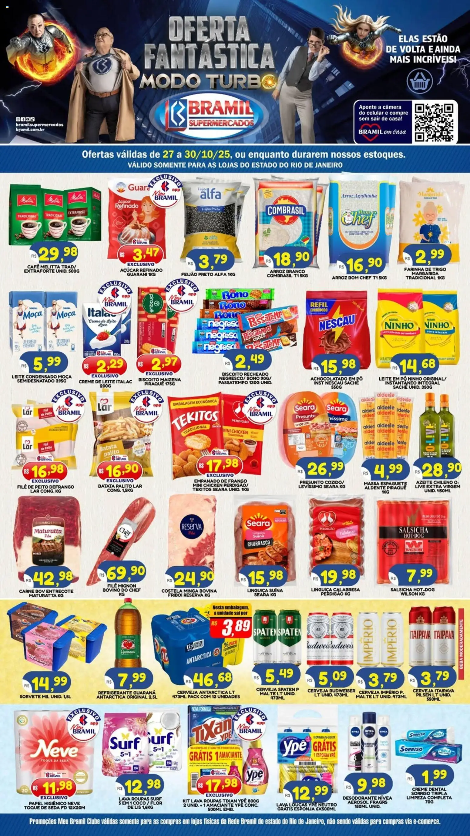 Bramil Supermercados Folheto - válido de 27.10.2025 | Página: 1 | Produtos: Coco, Guaraná, Açúcar, Leite em pó