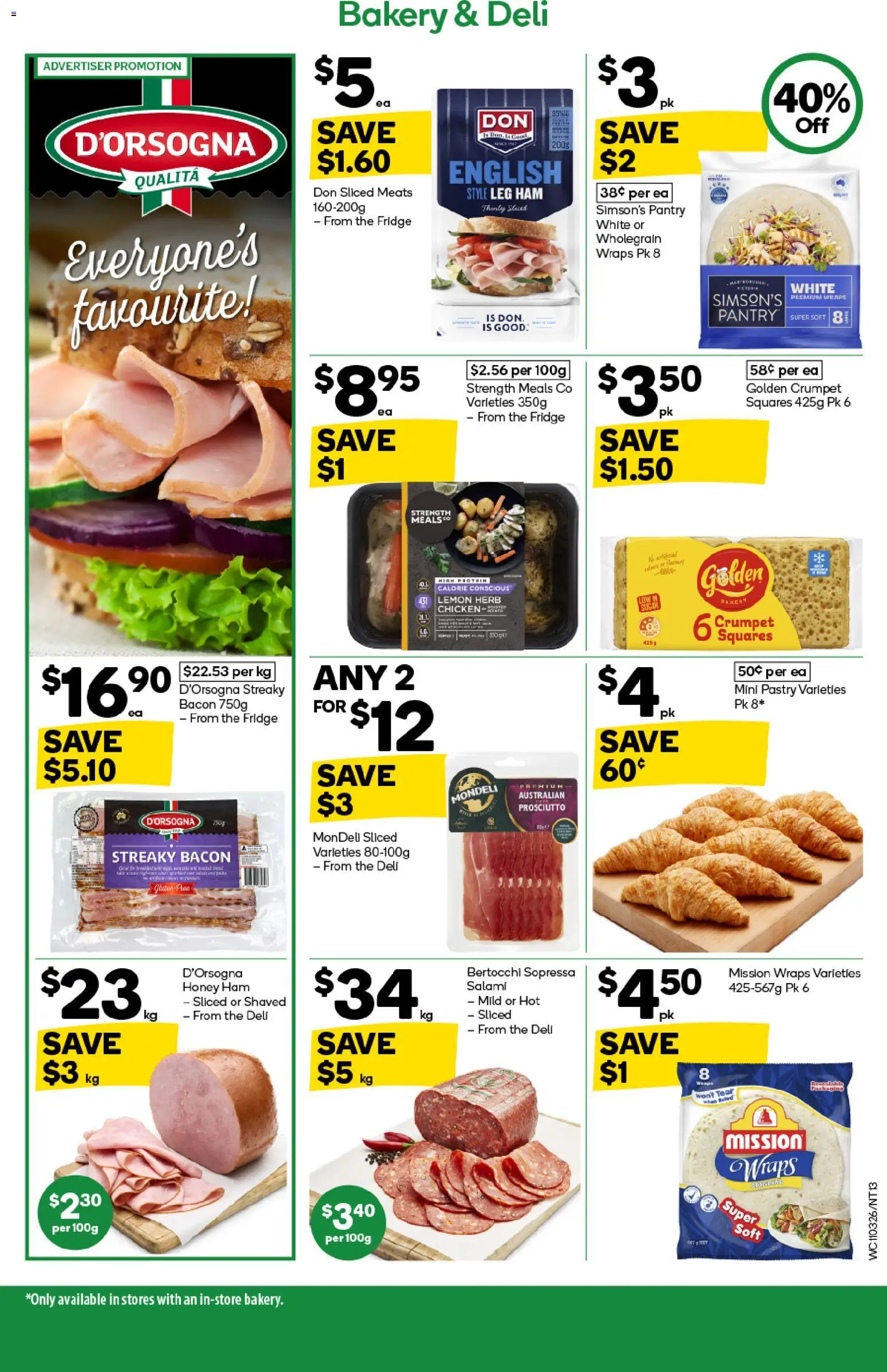 Woolworths catalogue - valid from 11.03.2026 | Page: 13 | Products: Bacon, Salami, Chicken, Fridge