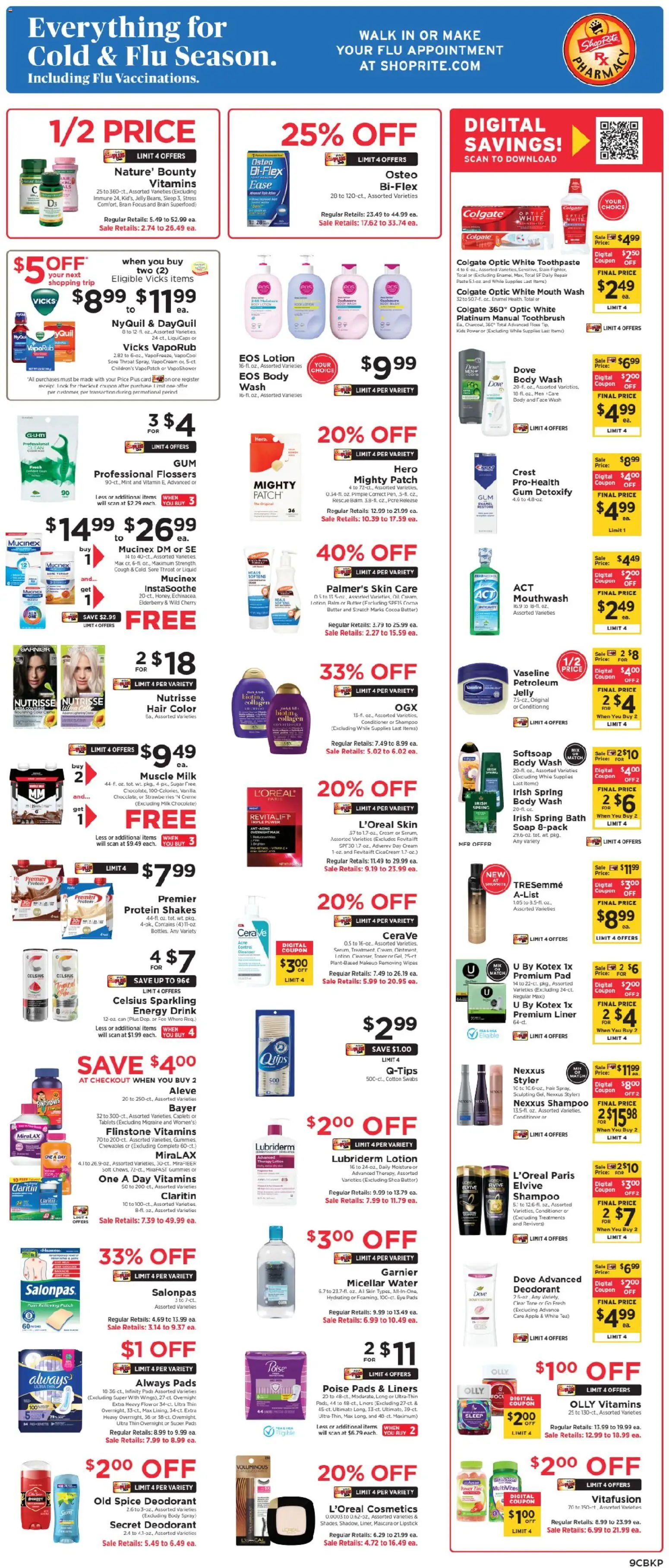 ShopRite Weekly Ad - valid from 08.01.2026 | Page: 10 | Products: Mascara, Deodorant, Toothpaste, Pads