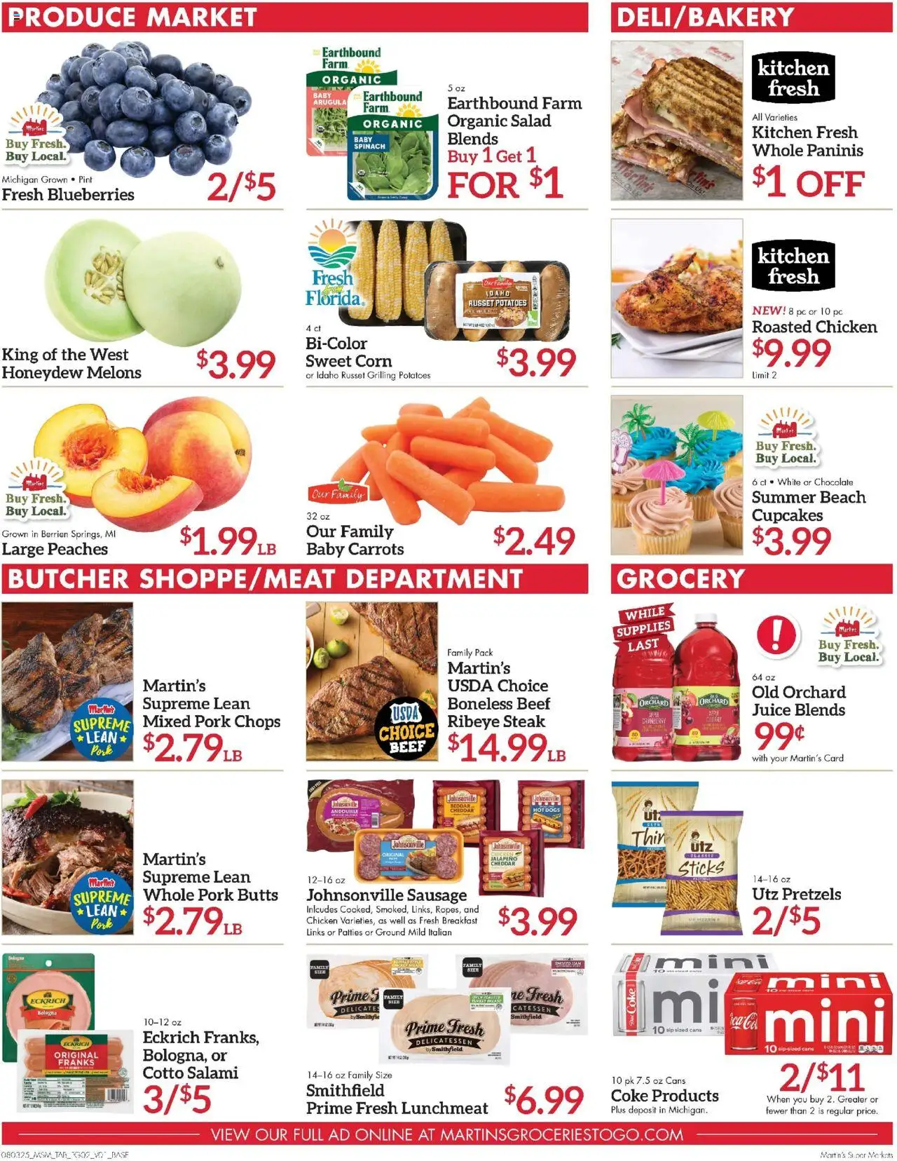 Martin’s Weekly Ad - valid from 03.08.2025 | Page: 2 | Products: Peaches, Salad, Sausage, Hot Dogs