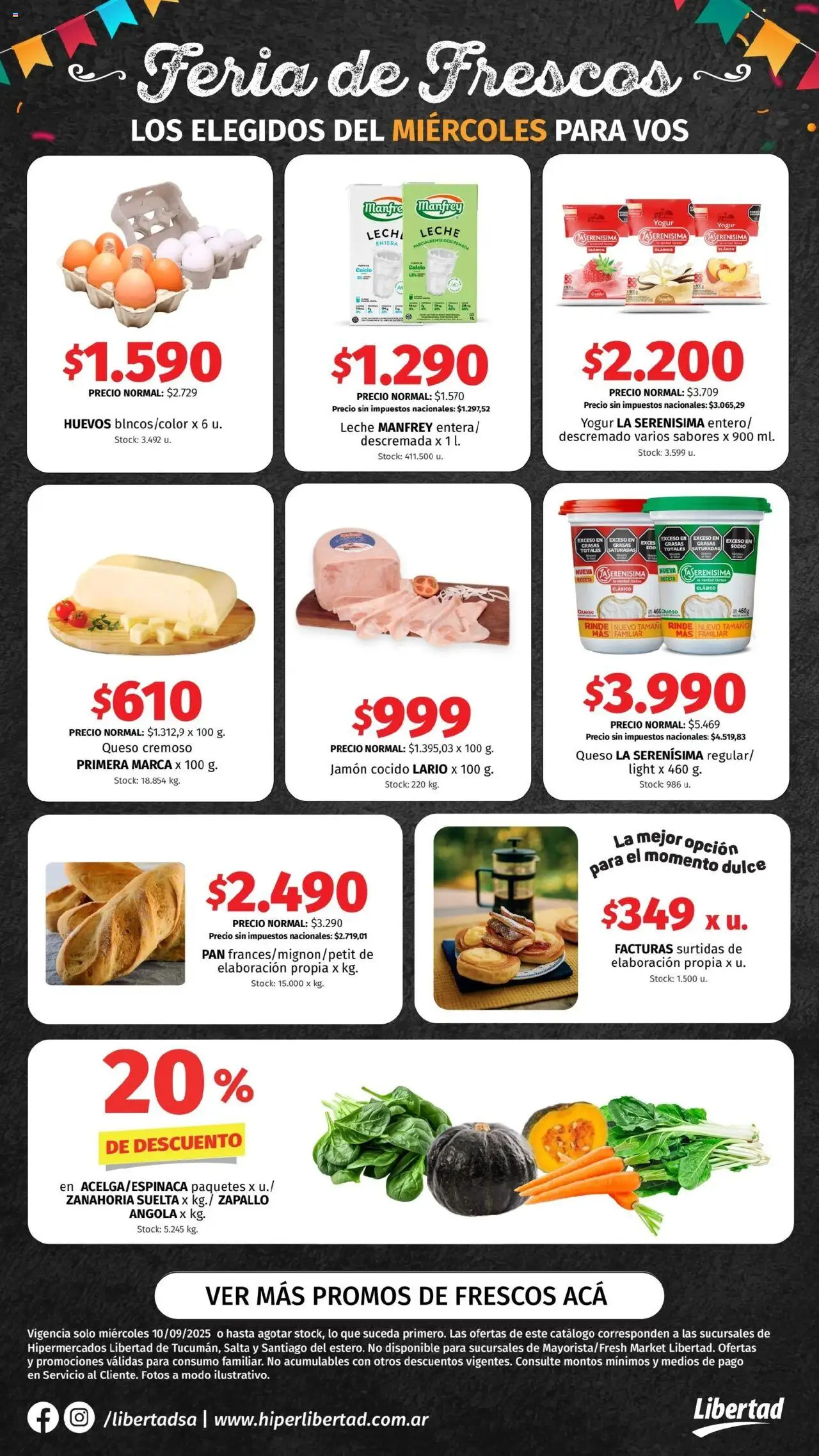 Hipermercado Libertad - Feria de Frescos - NOA │ válido desde el 10.09.2025 | Página: 1 | Productos: Zapallo, Leche, Queso, Zanahoria