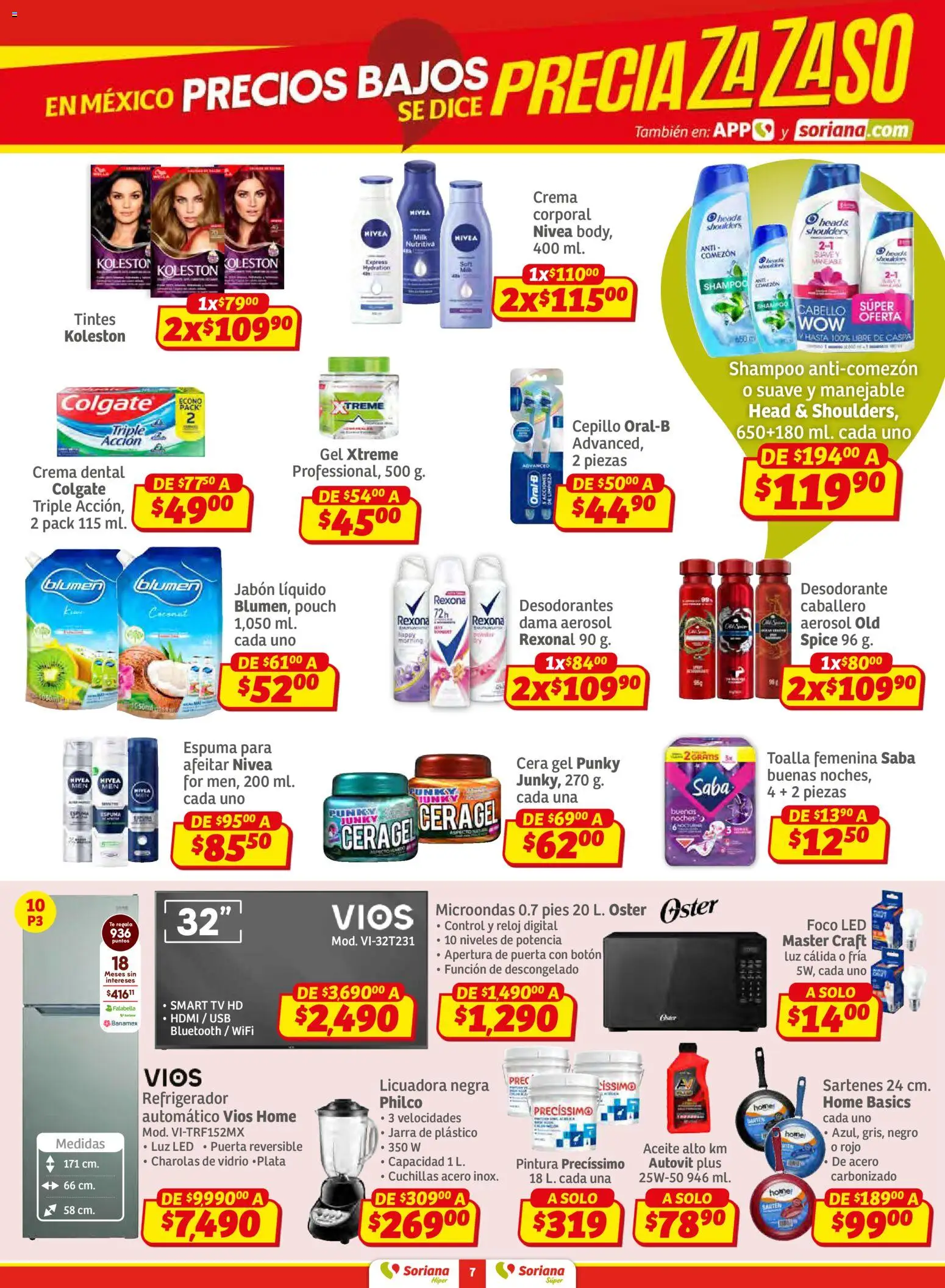 Nuevas ofertas de Soriana válidas en toda la República Mexicana desde el 15.01.2026. ¡Encuentra las mejores ofertas en Soriana - Preciazazaso Súper: Valle de México! | Página: 7 | Productos: Usb, Refrigerador, Espuma, Sartén