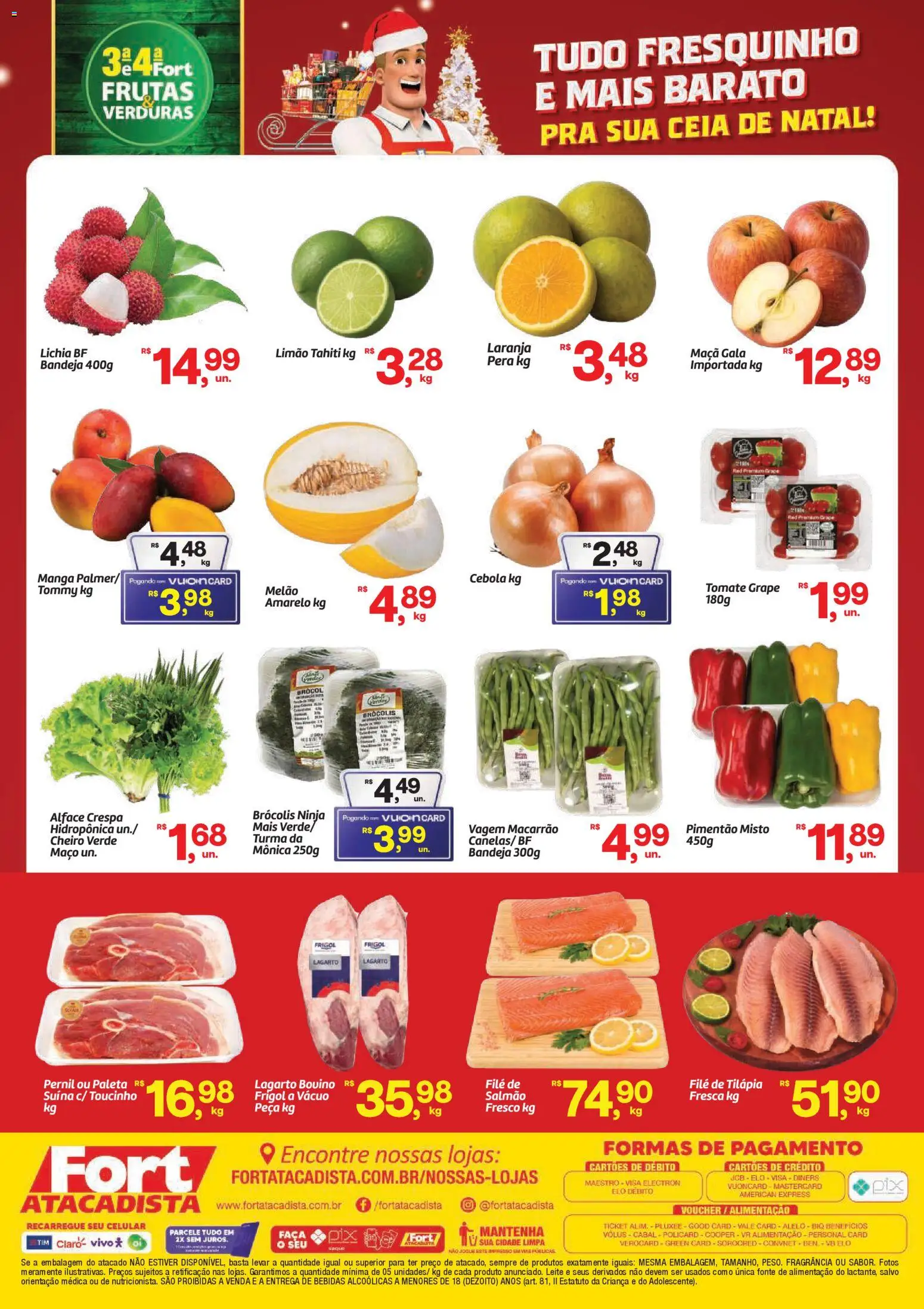 Fort Atacadista Folheto - válido de 23.12.2025 | Página: 2 | Produtos: Pera, Celular, Leite, Alface
