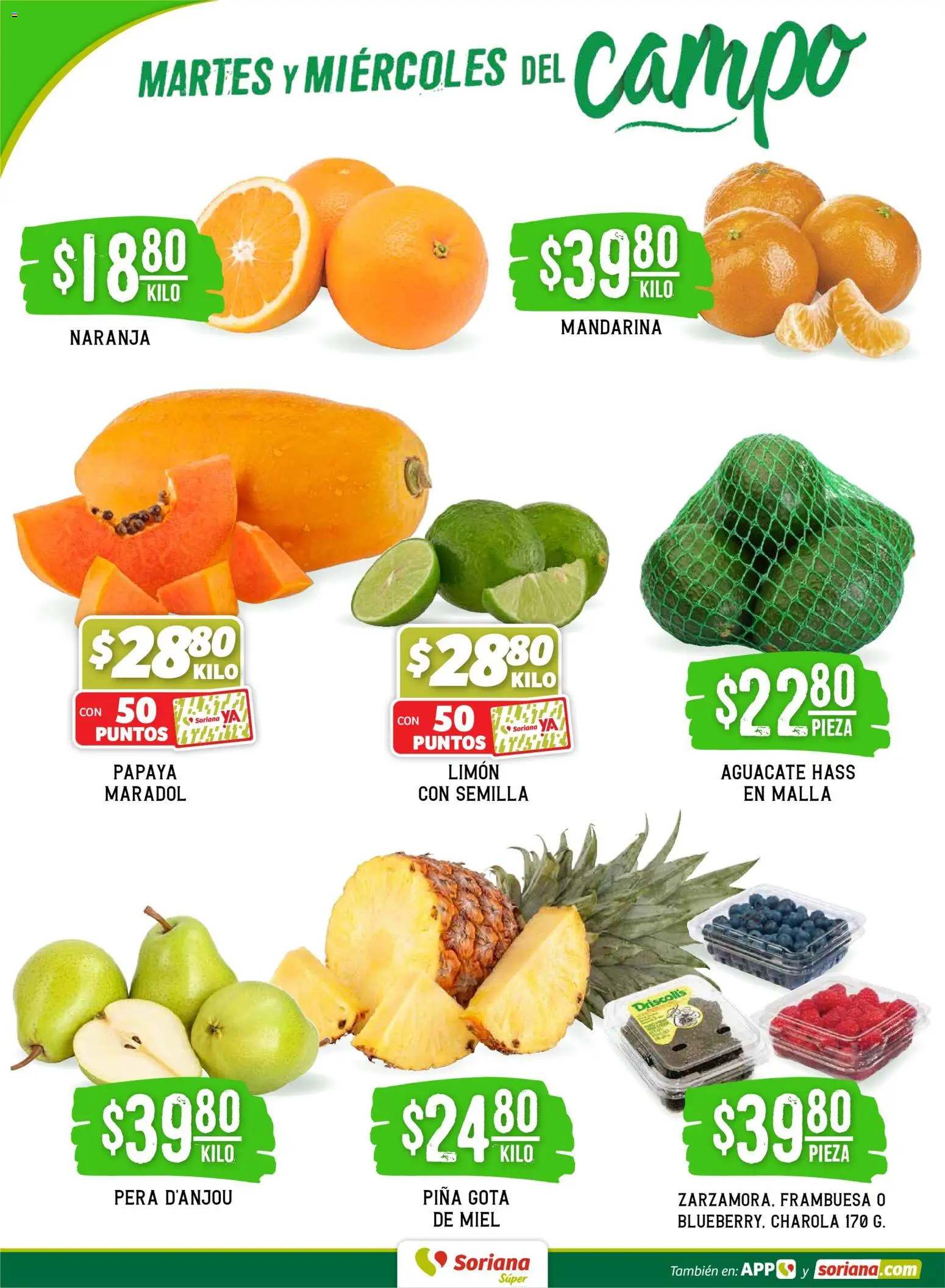 Nuevas ofertas de Soriana válidas en toda la República Mexicana desde el 17.02.2026. ¡Encuentra las mejores ofertas en Soriana - Martes y Miércoles del Campo Súper: Saltillo y Torreón! | Página: 2 | Productos: Limón, Aguacate, Piña, Malla