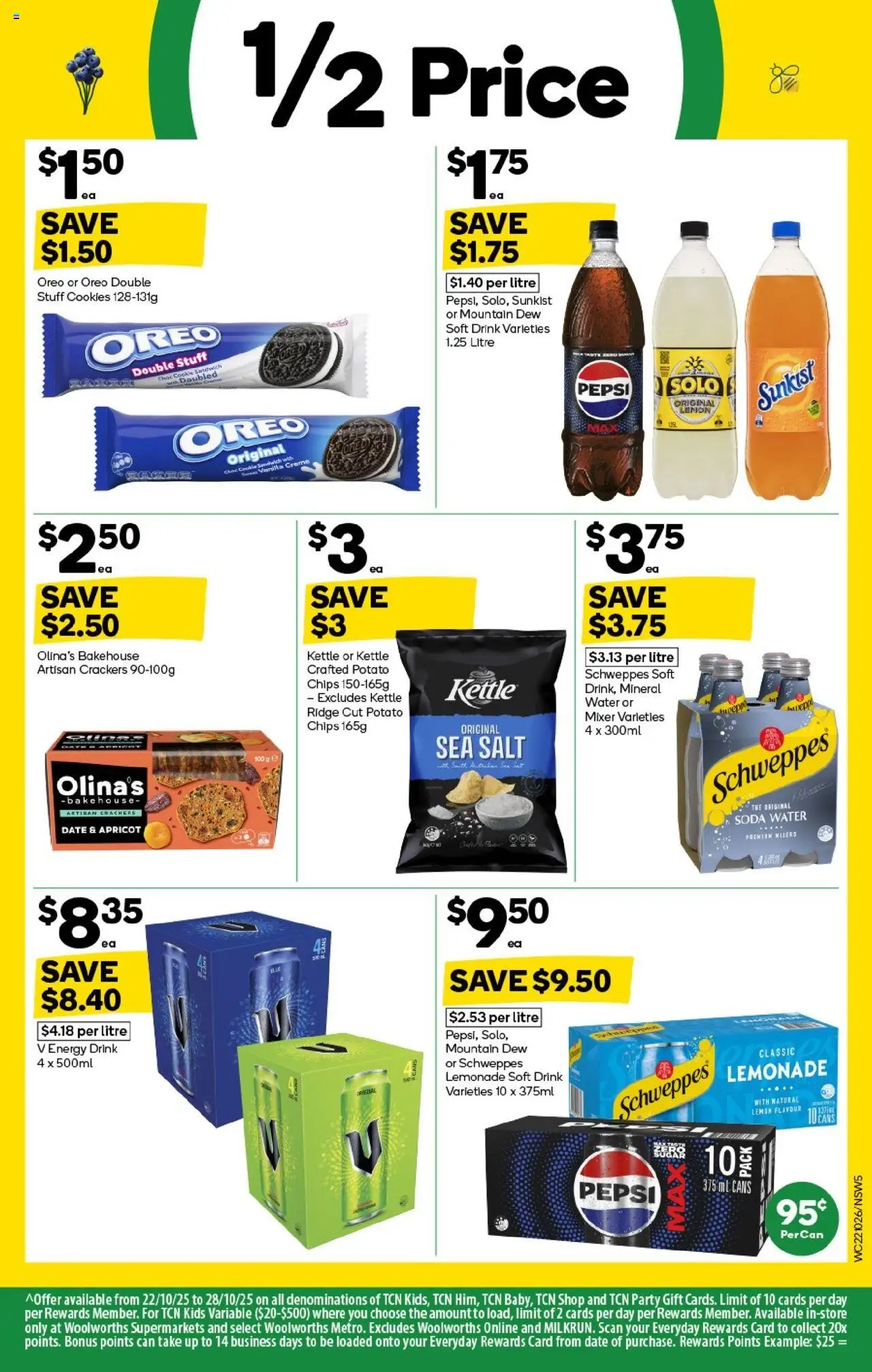 Woolworths catalogue - valid from 22.10.2025 | Page: 5 | Products: Crackers, Pepsi, Water, Salt