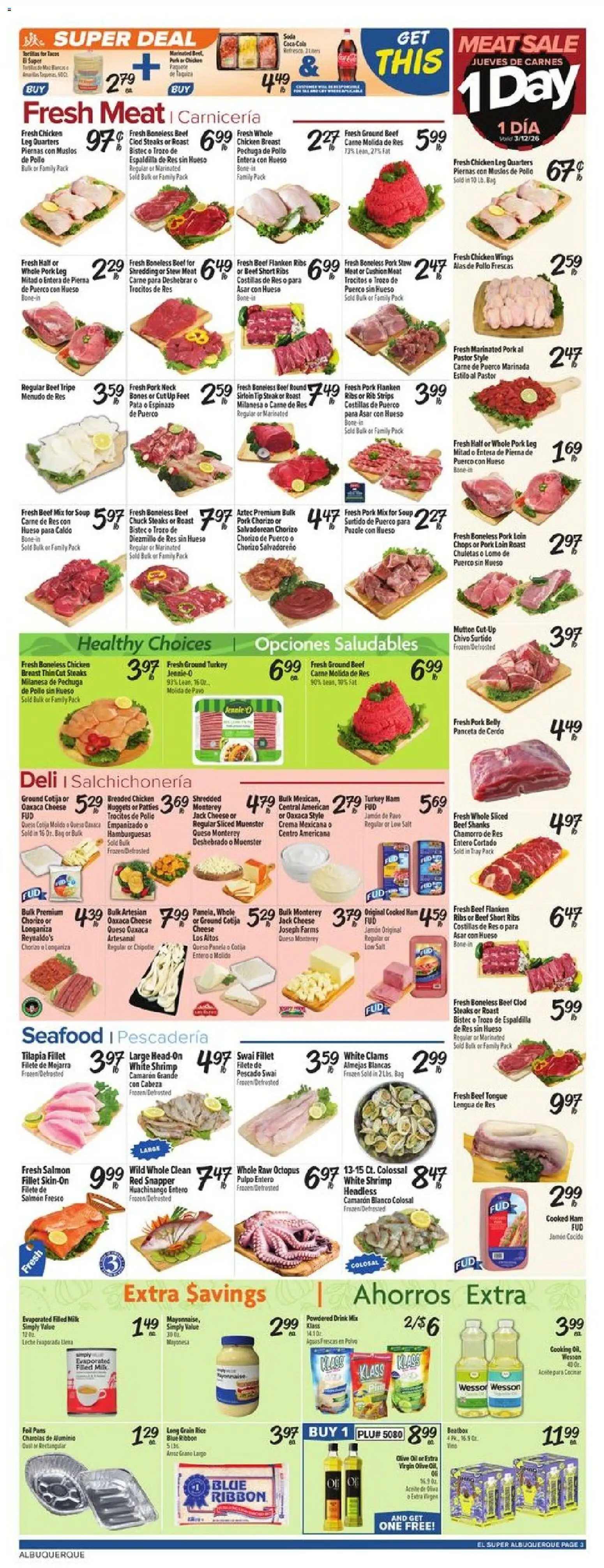 El Super Weekly Ad - NM - valid from 11.03.2026 | Page: 3 | Products: Cheese, Rice, Salt, Beet