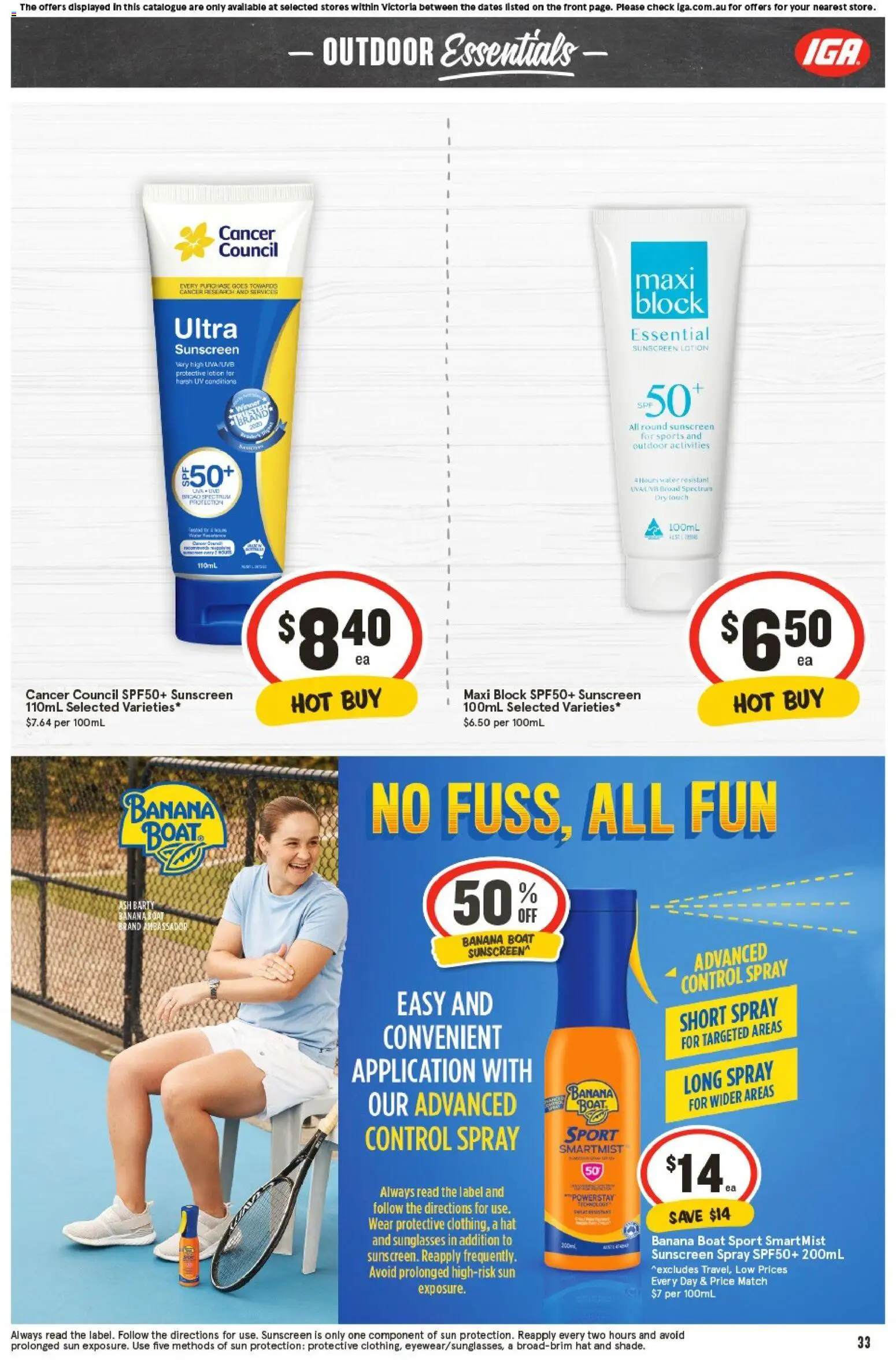IGA catalogue - valid from 29.10.2025 | Page: 32 | Products: Sunscreen, Lotion, Sunglasses, Hat