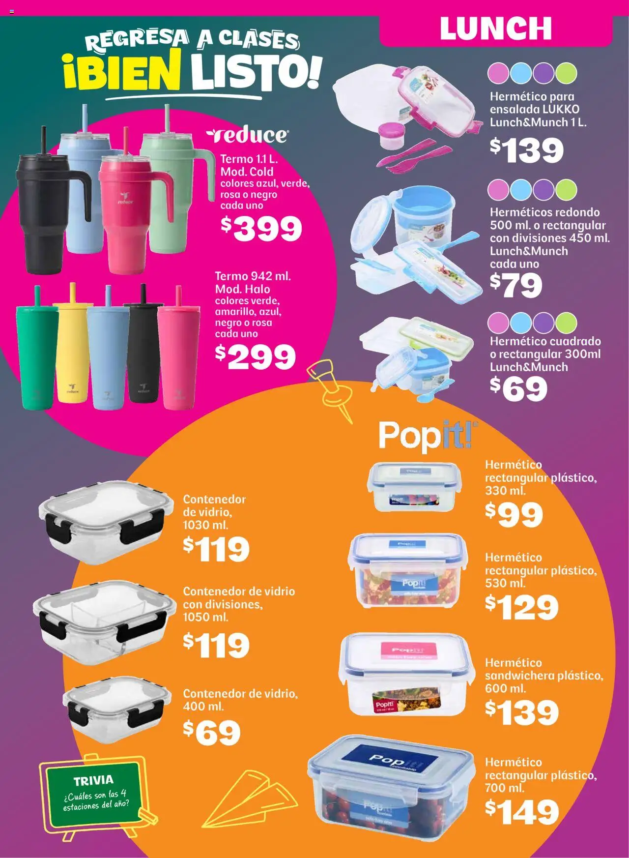 Nuevas ofertas de Soriana válidas en toda la República Mexicana desde el 14.08.2025. ¡Encuentra las mejores ofertas en Soriana - Regresa a clases bien listo Híper Nacional! | Página: 33 | Productos: Sandwichera, Ensalada, Contenedor, Termo