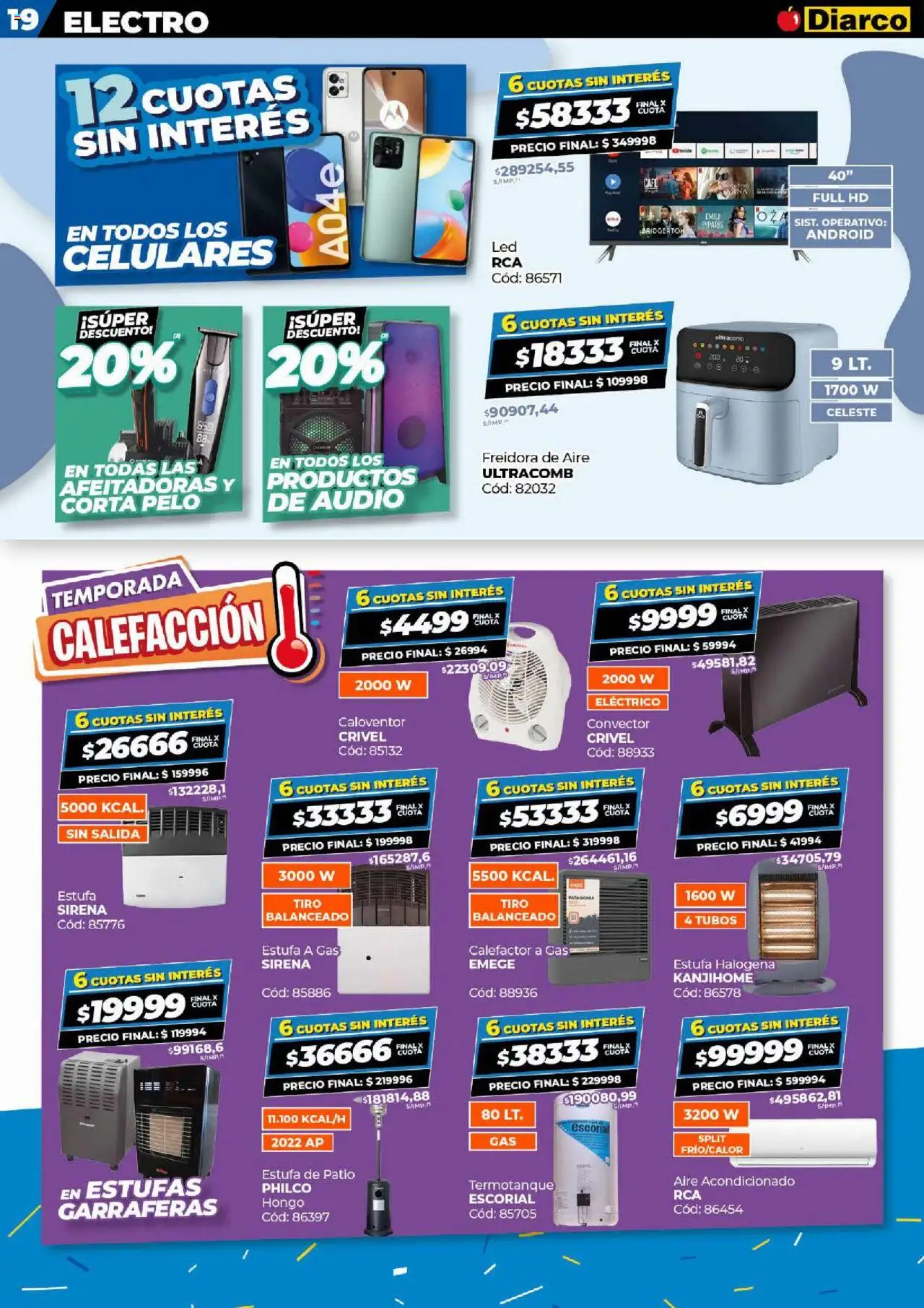 Diarco ofertas │ válido desde el 09.06.2025 | Página: 19 | Productos: Aire acondicionado, Freidora, Freidora de aire, Termotanque