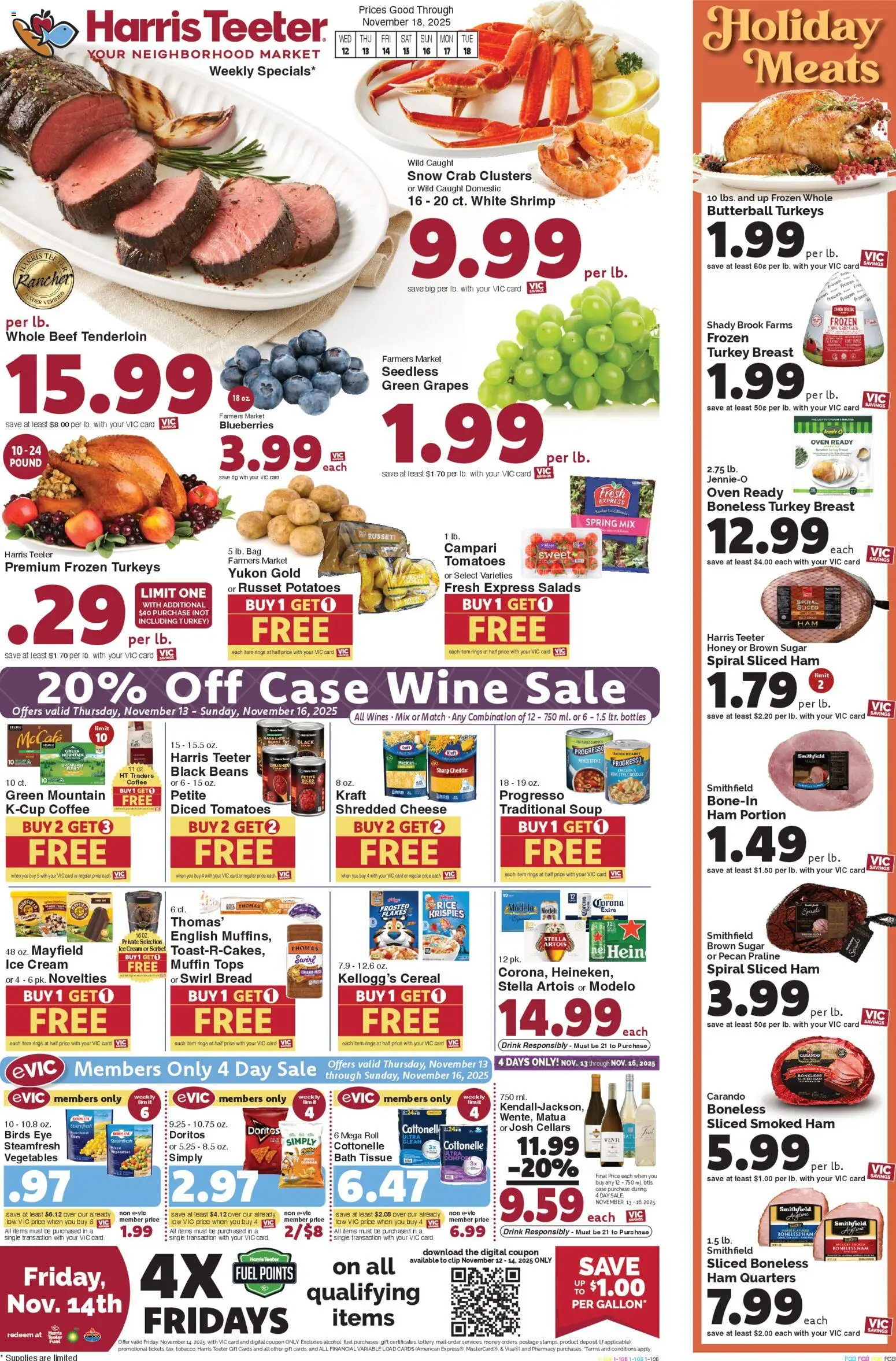 Harris Teeter Weekly Ad - NC - valid from 12.11.2025 | Page: 1 | Products: Bread, Beef, Flakes, Potatoes