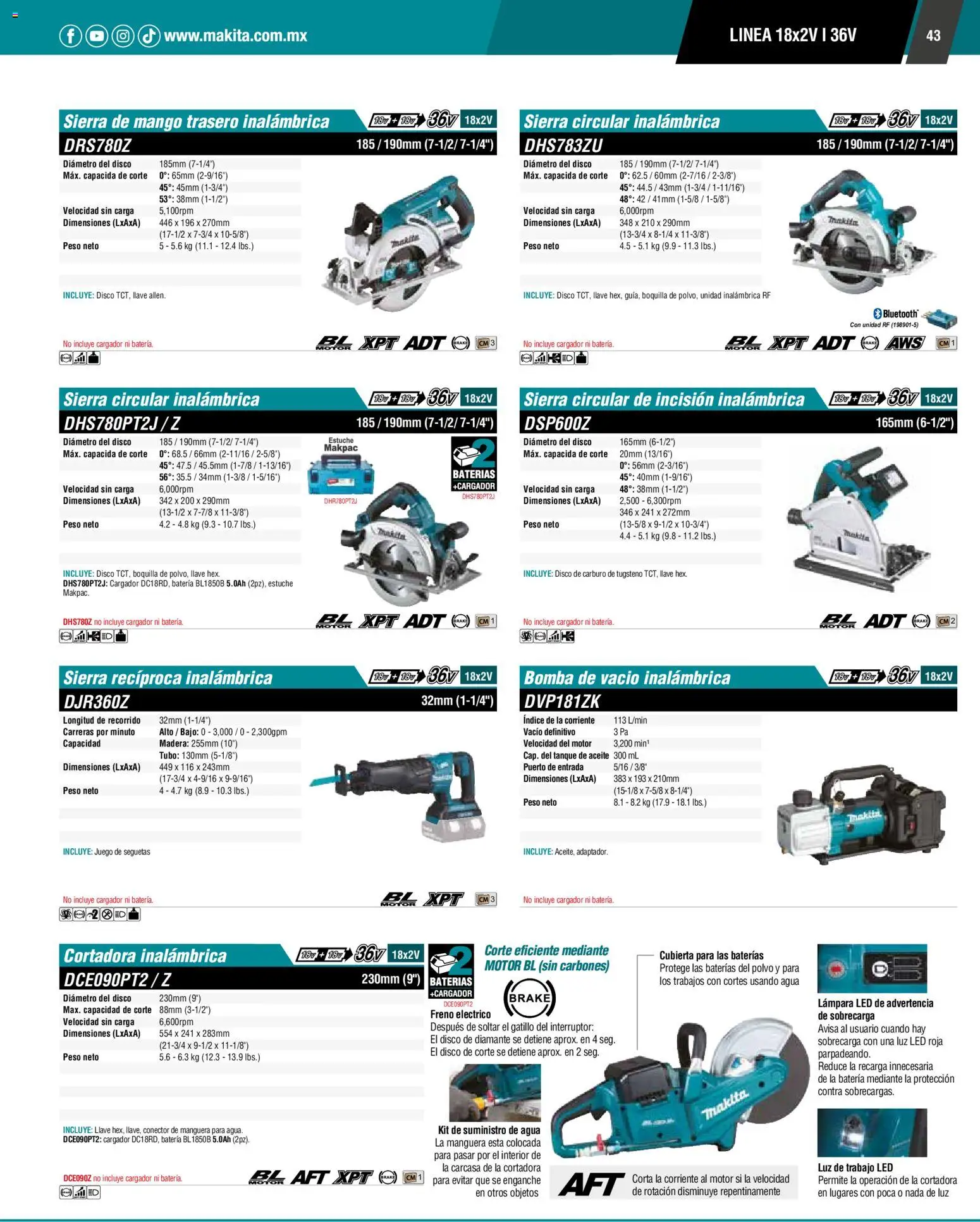 Nuevas ofertas de Makita válidas en toda la República Mexicana desde el 01.01.2024. ¡Encuentra las mejores ofertas en Makita catálogo General! | Página: 43 | Productos: Agua, Mango, Batería, Polvo