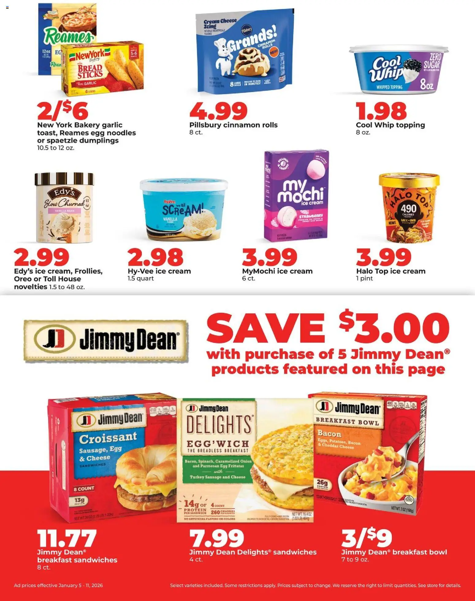 HyVee Weekly Ad - valid from 05.01.2026 | Page: 32 | Products: Cheese, Noodles, Onion, 2人掛けソファ