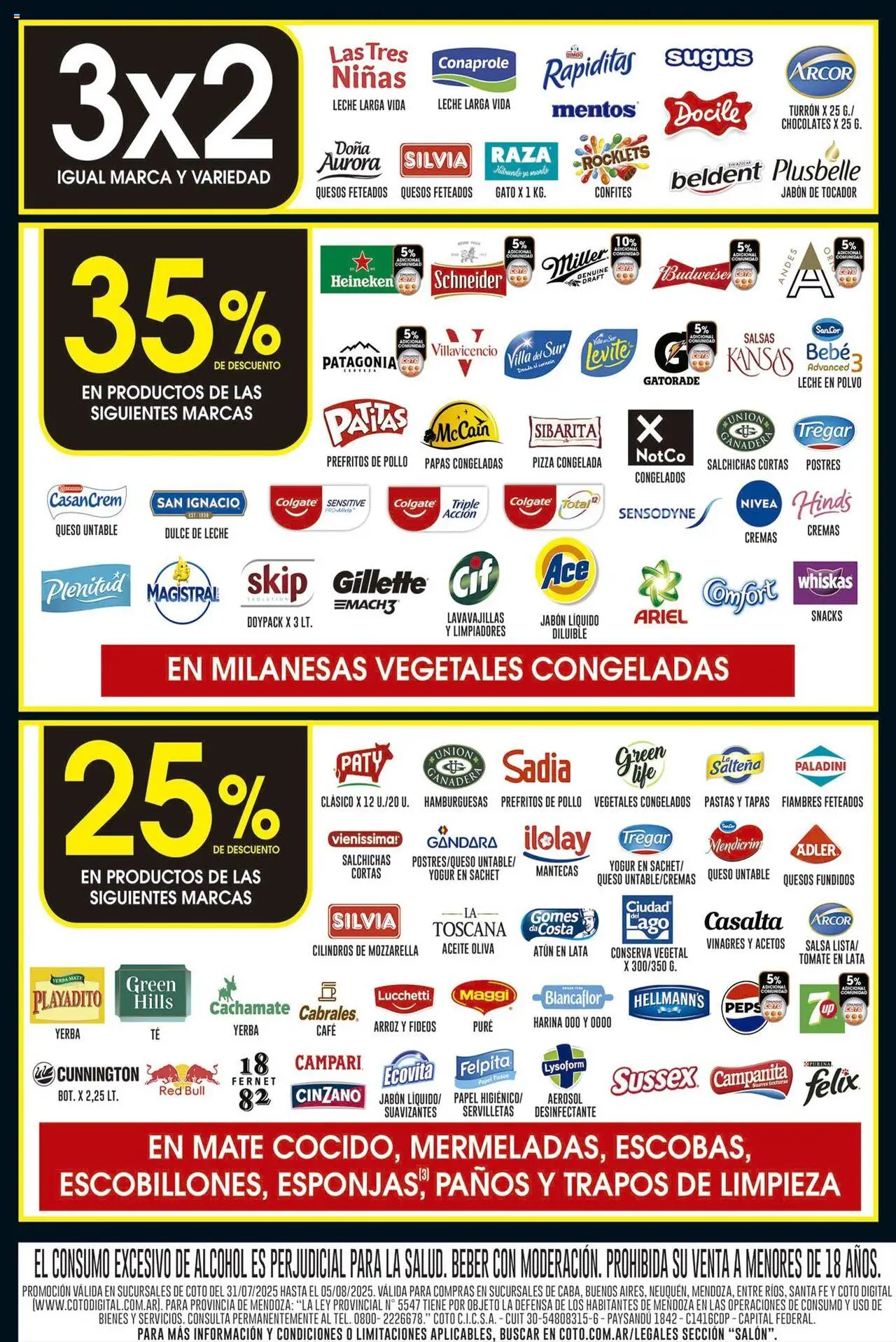 Coto promos │ válido desde el 31.07.2025 | Página: 2 | Productos: Leche en polvo, Jabón líquido, Fernet, Oliva