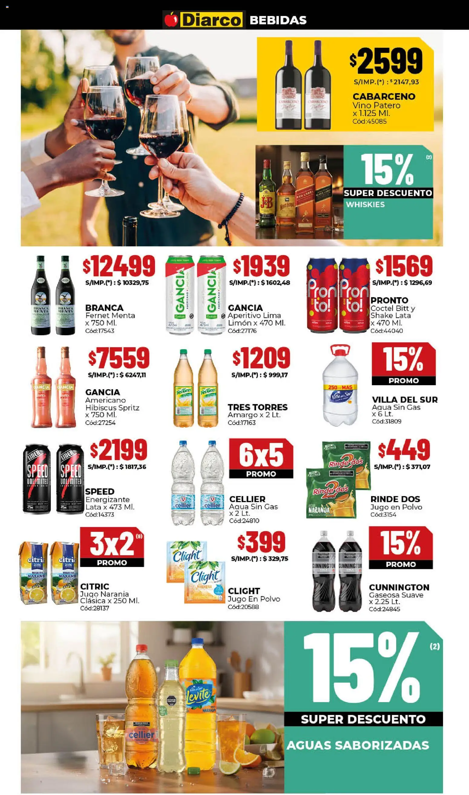 Diarco - Ofertas Sur │ válido desde el 20.04.2026 | Página: 8 | Productos: Polvo, Fernet, Gaseosa, Vino
