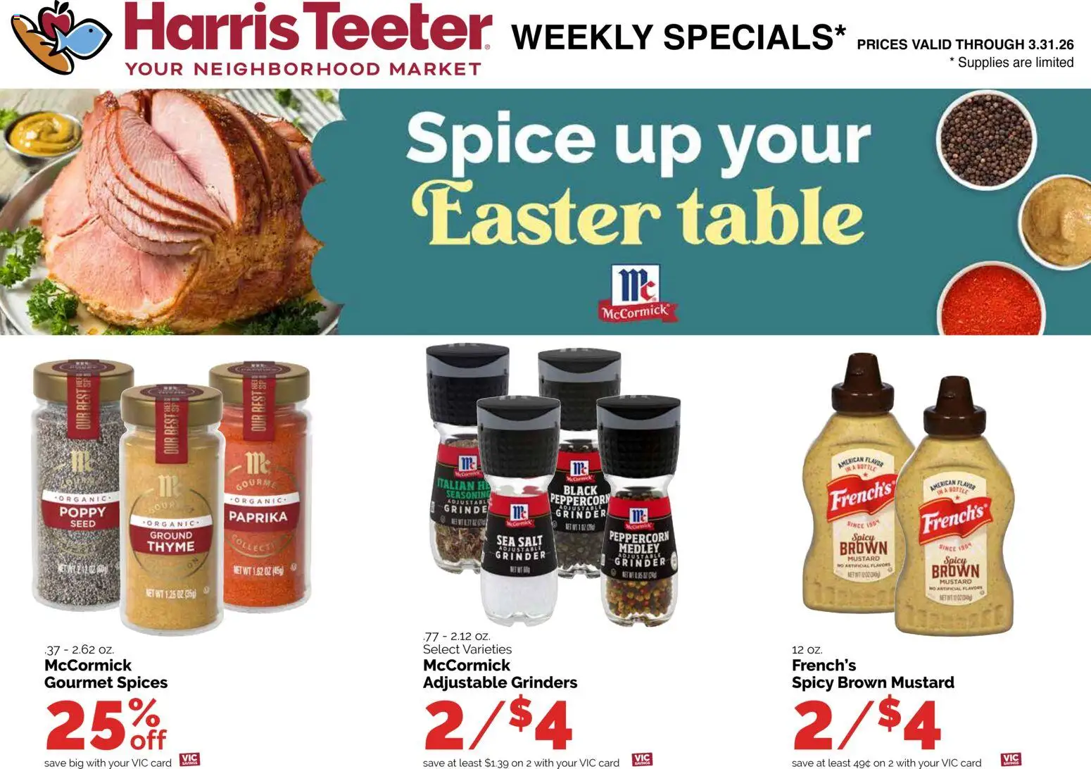 Harris Teeter Weekly Ad - SC - valid from 25.03.2026 | Page: 14 | Products: Table, Spices, Salt, Grinder