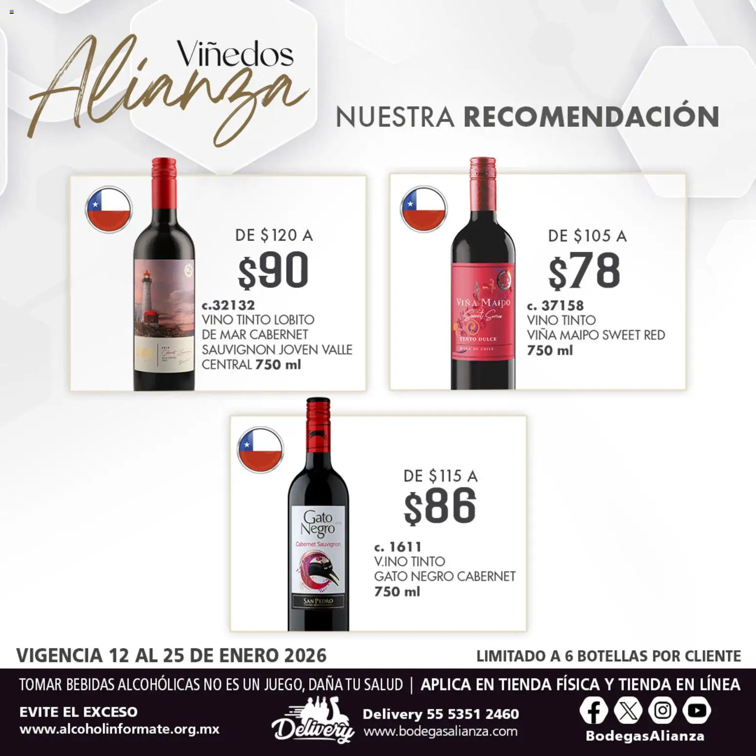 Nuevas ofertas de Bodegas Alianza válidas en toda la República Mexicana desde el 12.01.2026. ¡Encuentra las mejores ofertas en Bodegas Alianza catálogo Viñedos Alianza! | Página: 3 | Productos: Vino