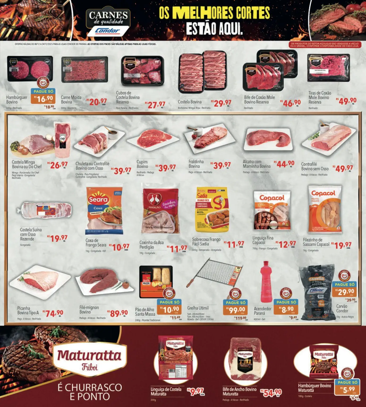 Supermercados Condor Folheto - válido de 08.12.2025 | Página: 17 | Produtos: Alho, Linguiça, Carne, Hambúrguer