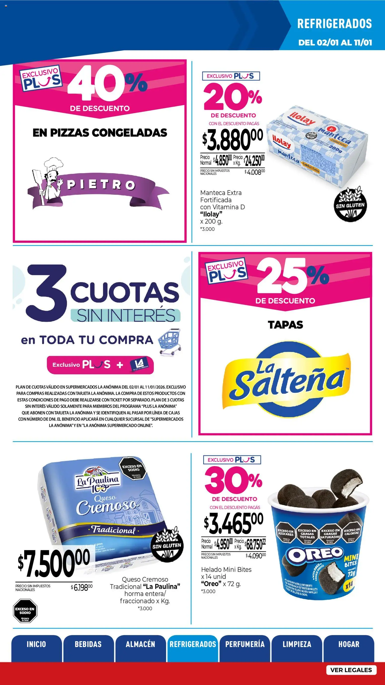 La Anonima catálogo │ válido desde el 02.01.2026 | Página: 20 | Productos: Helado, Peso, Queso, Galletas