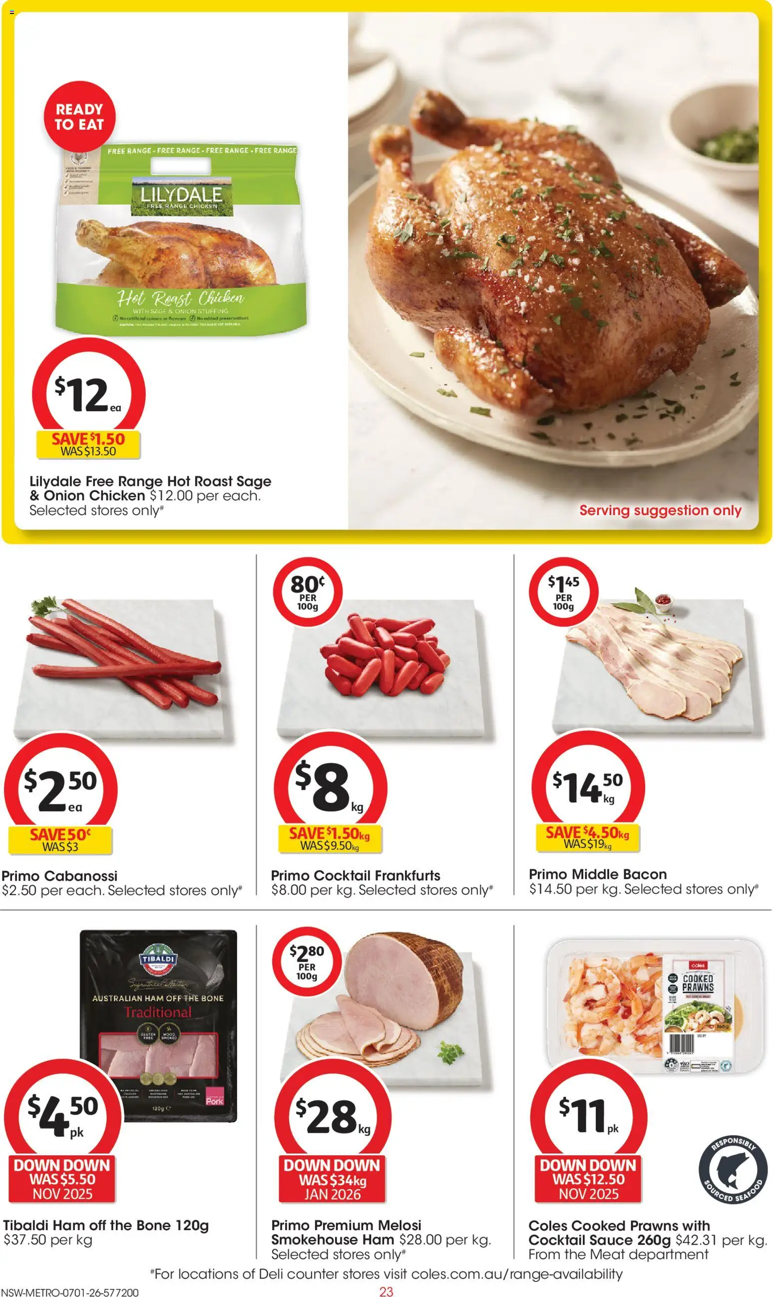 Coles catalogue - valid from 07.01.2026 | Page: 23 | Products: Bacon, Ham, Prawns, Sauce