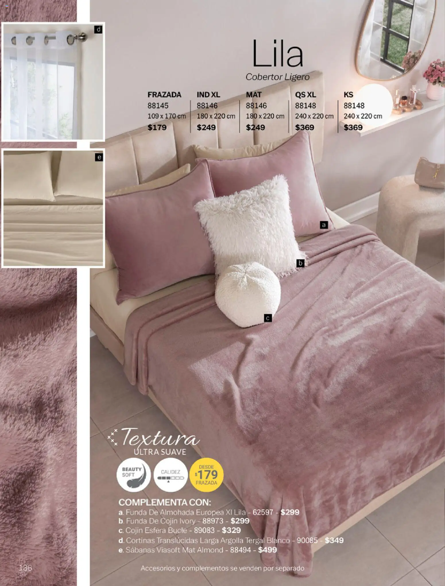 Nuevas ofertas de Vianney válidas en toda la República Mexicana desde el 06.03.2026. ¡Encuentra las mejores ofertas en Vianney catálogo Tu hogar, nuestra pasión! | Página: 138 | Productos: Funda, Funda de almohada, Almohada, Cortinas