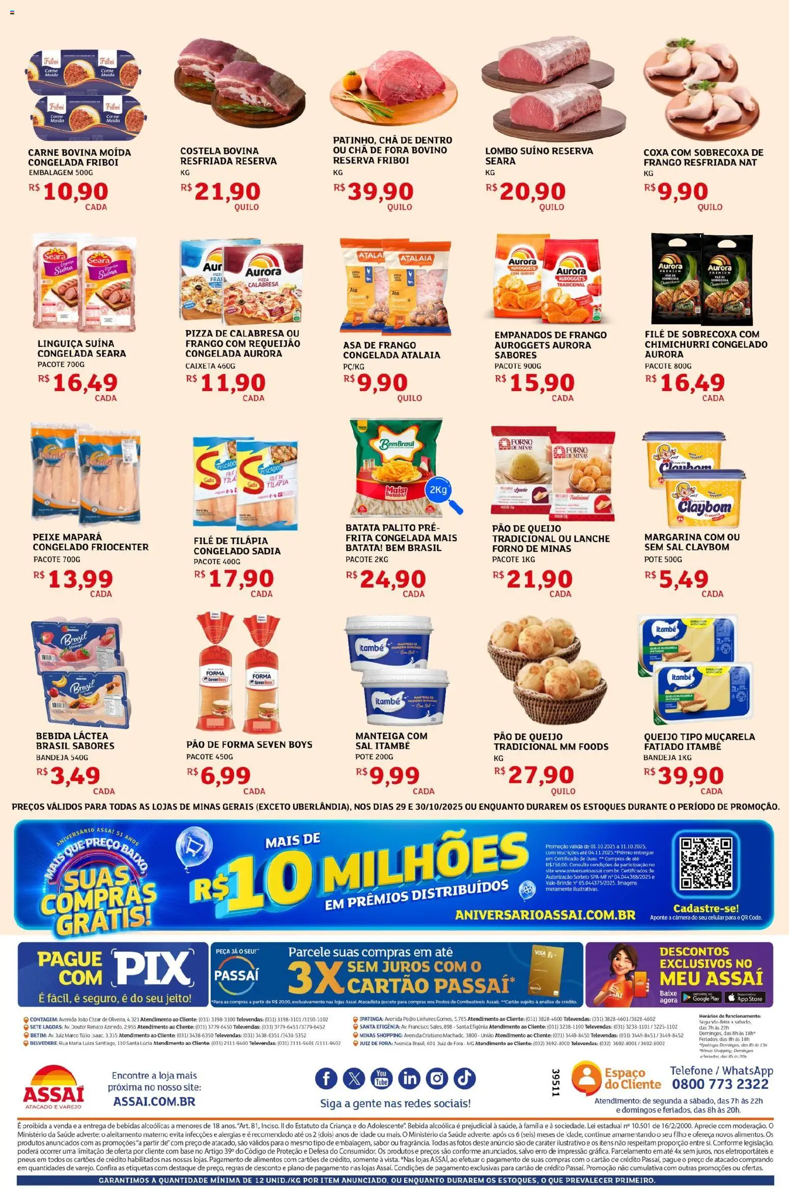 Assaí Atacadista Folheto - válido de 29.10.2025 | Página: 2 | Produtos: Manteiga, Pão de forma, Bandeja, Batata
