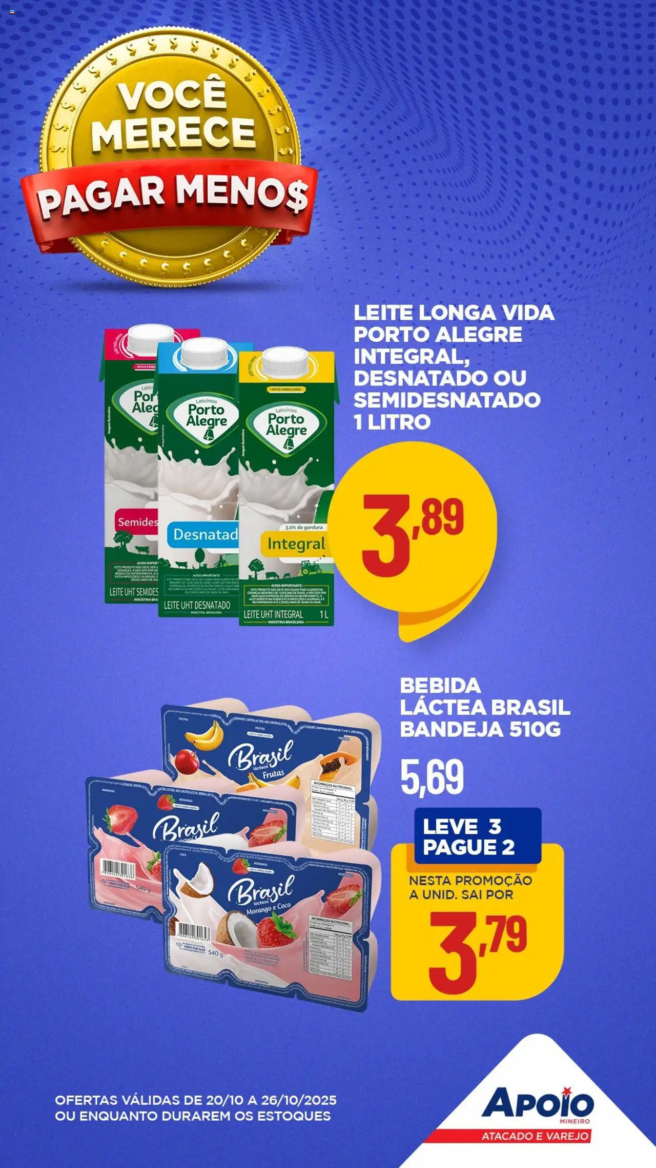 Apoio Mineiro Folheto - válido de 20.10.2025 | Página: 1 | Produtos: Coco, Leite, Bebida, Bandeja