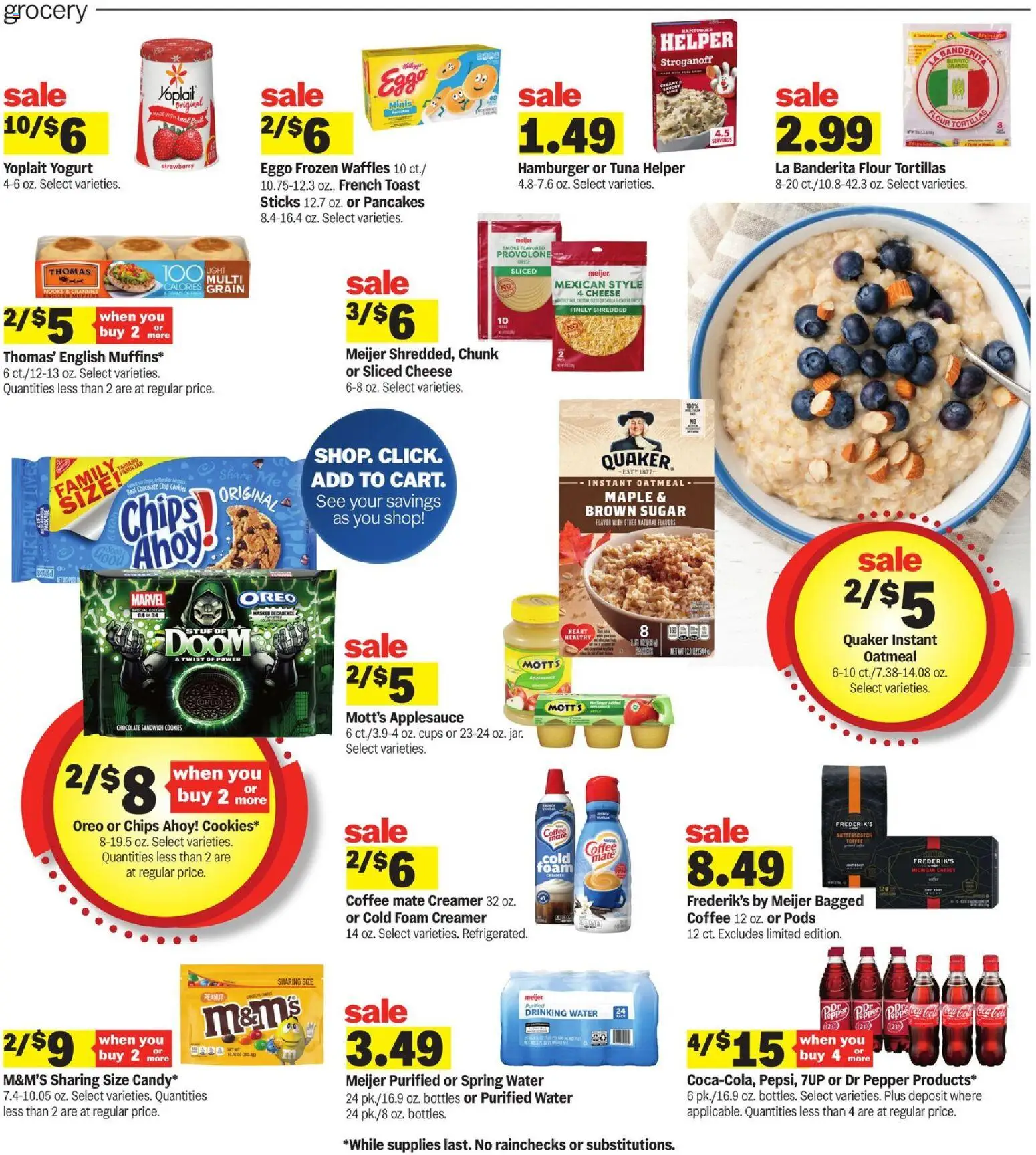 Meijer Weekly Ad - valid from 11.03.2026 | Page: 3 | Products: Cheese, Coffee, Cookies, Water