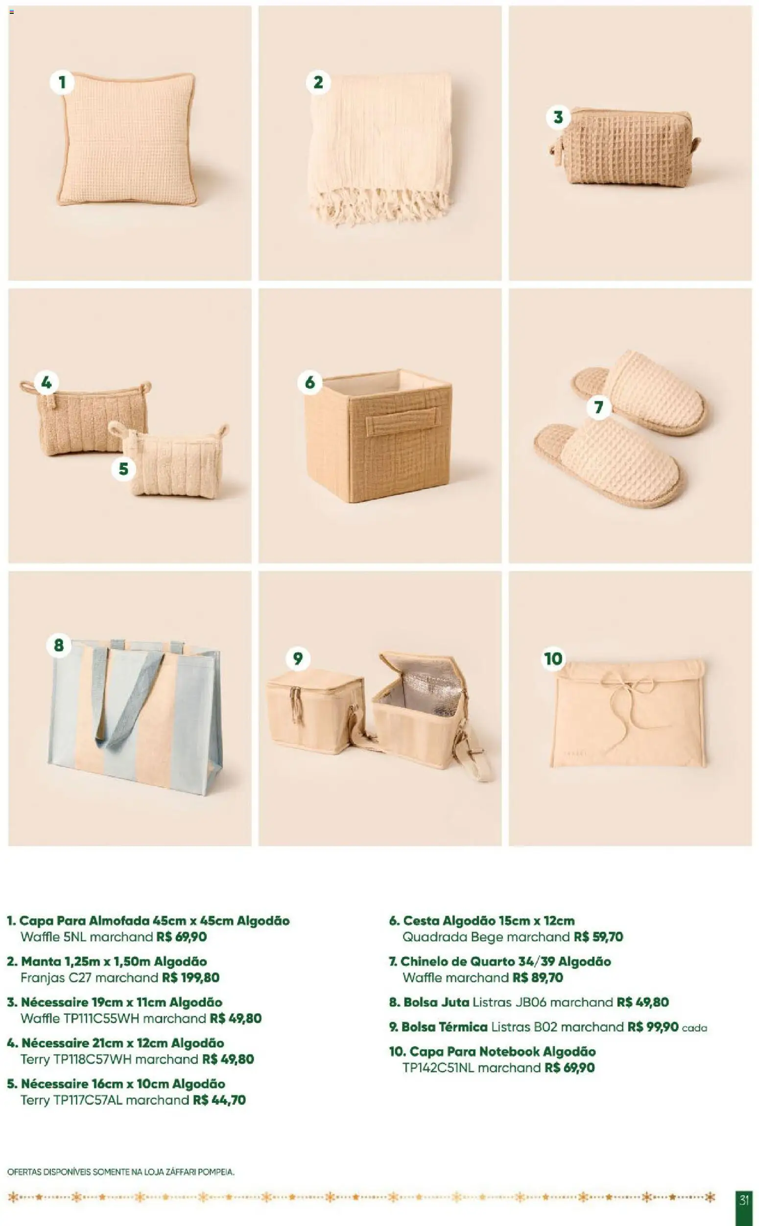 Zaffari Folheto - válido de 28.10.2025 | Página: 31 | Produtos: Notebook, Almofada, Cesta, Bolsa