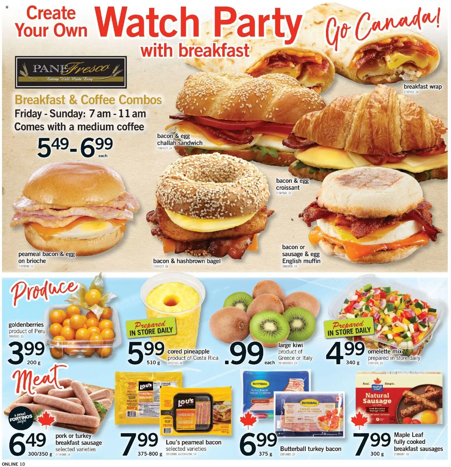Fortinos flyer valid from 12.02.2026 | Page: 10 | Products: Pineapple, Kiwi, Watch, Turkey