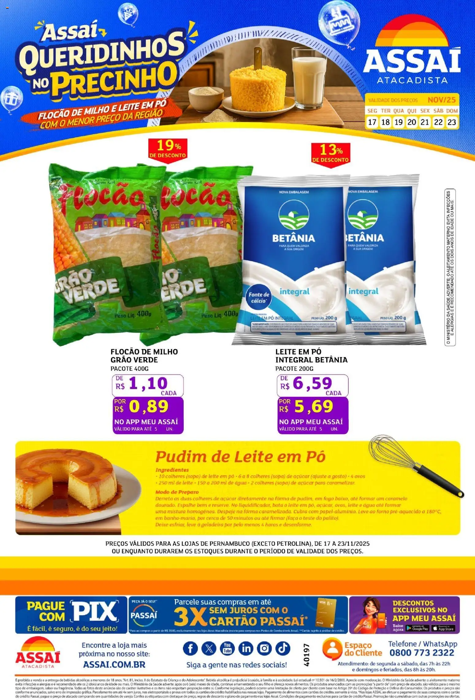 Assaí Atacadista Folheto - válido de 17.11.2025 | Página: 1 | Produtos: Ovos, Bebida, Açúcar, Leite em pó