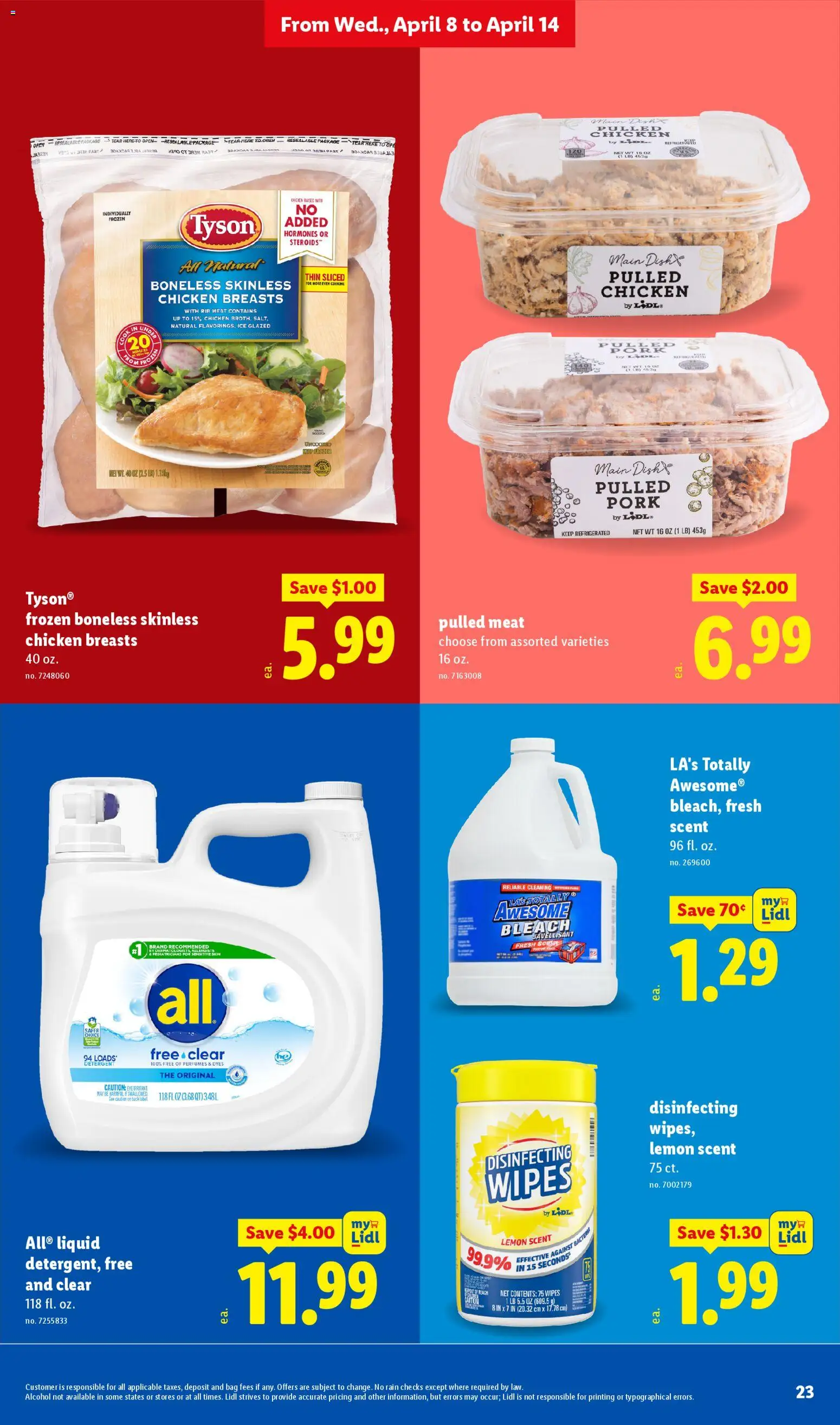 Lidl Weekly Ad - valid from 08.04.2026 | Page: 23 | Products: Pork, Detergent, Lemon, Bag