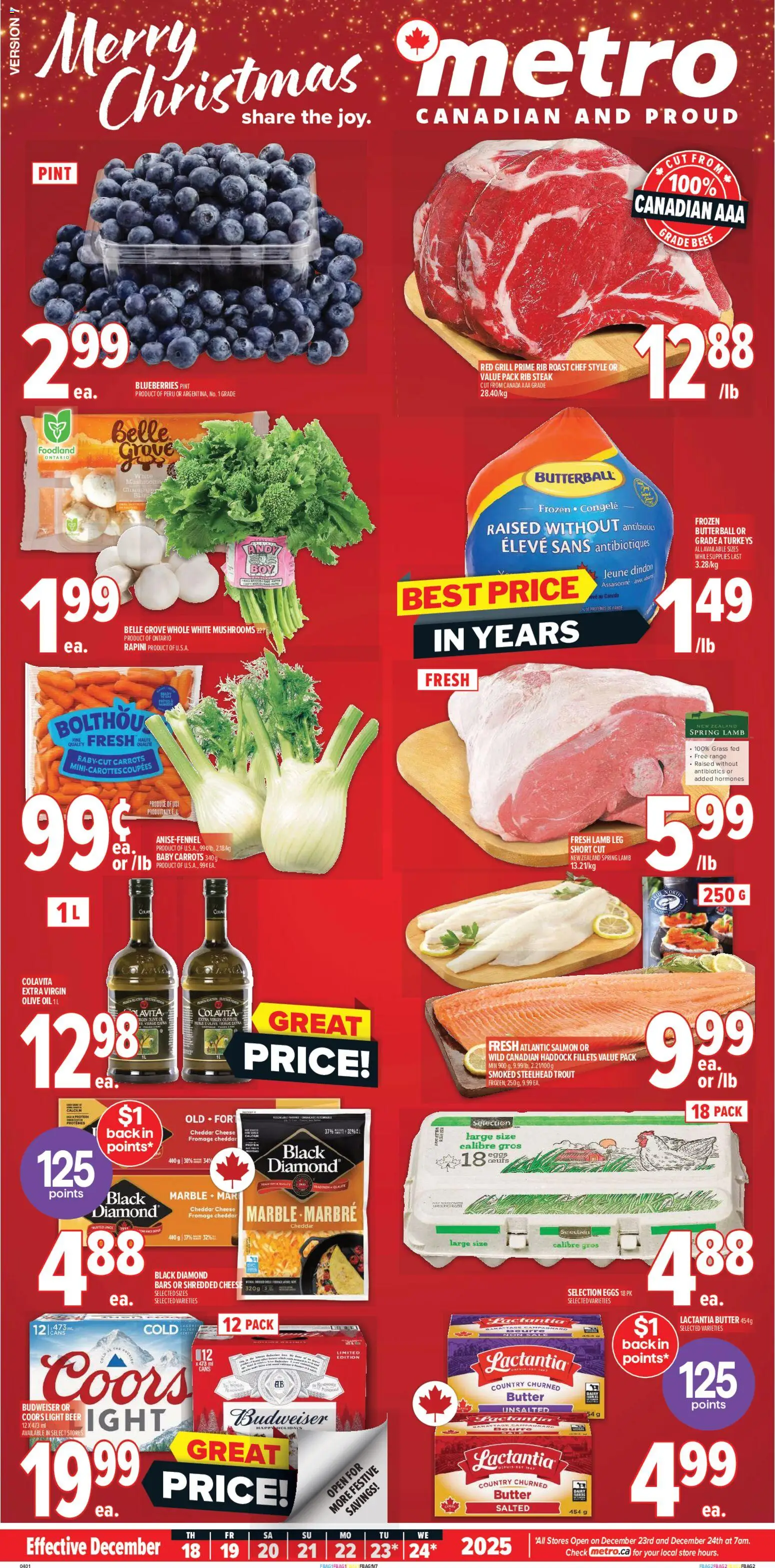 Metro flyer valid from 18.12.2025 | Page: 1 | Products: Beef, Butter, Eggs, Oil