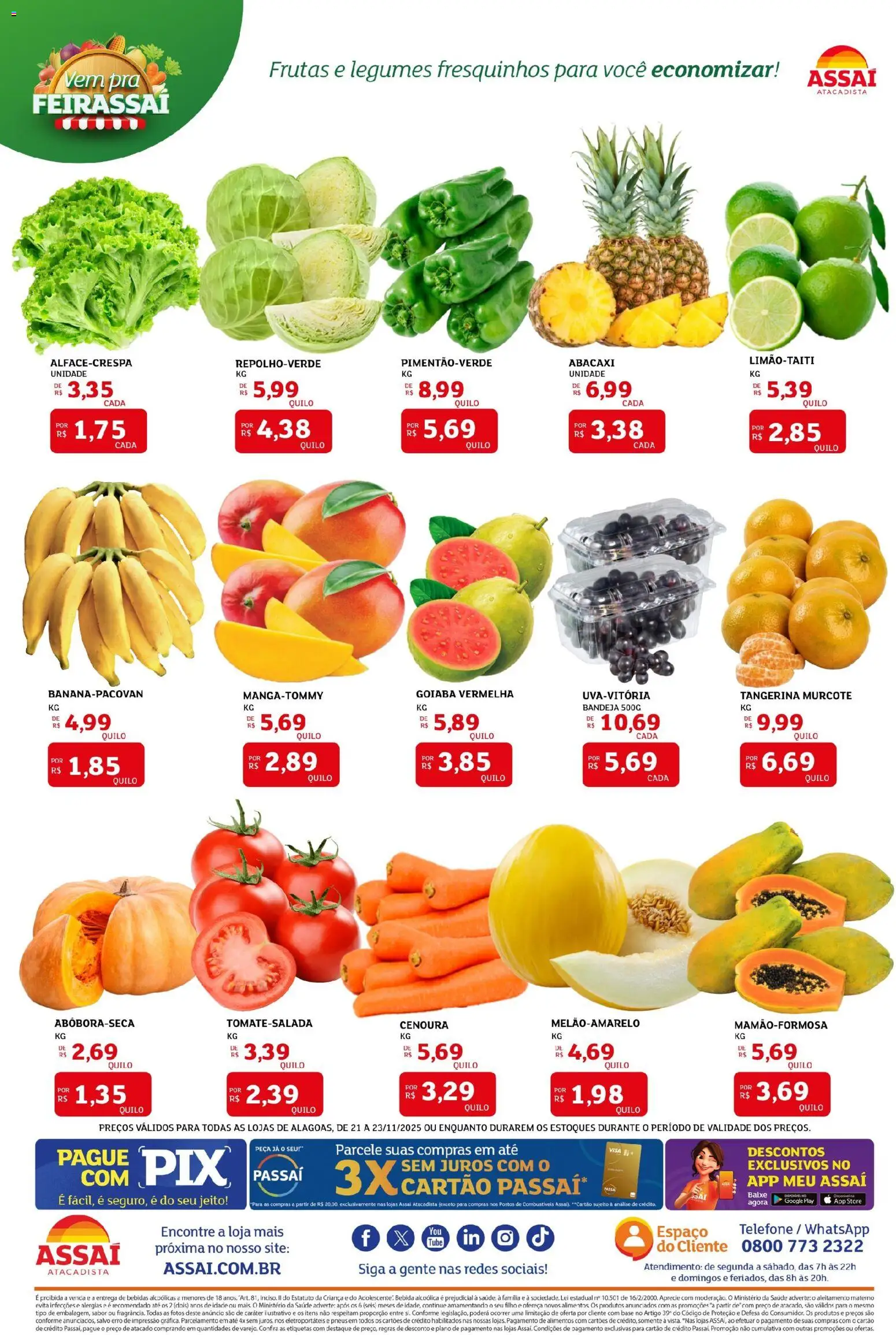 Assaí Atacadista Folheto - válido de 21.11.2025 | Página: 3 | Produtos: Goiaba, Abacaxi, Bandeja, Telefone